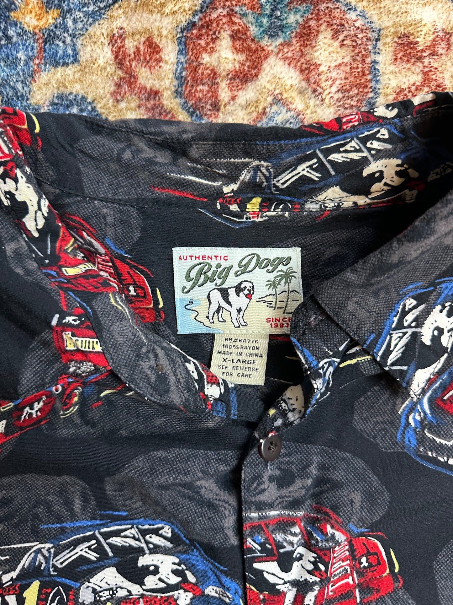 00s Big Dogs Racing All Over Print Button-up Shirt - XL