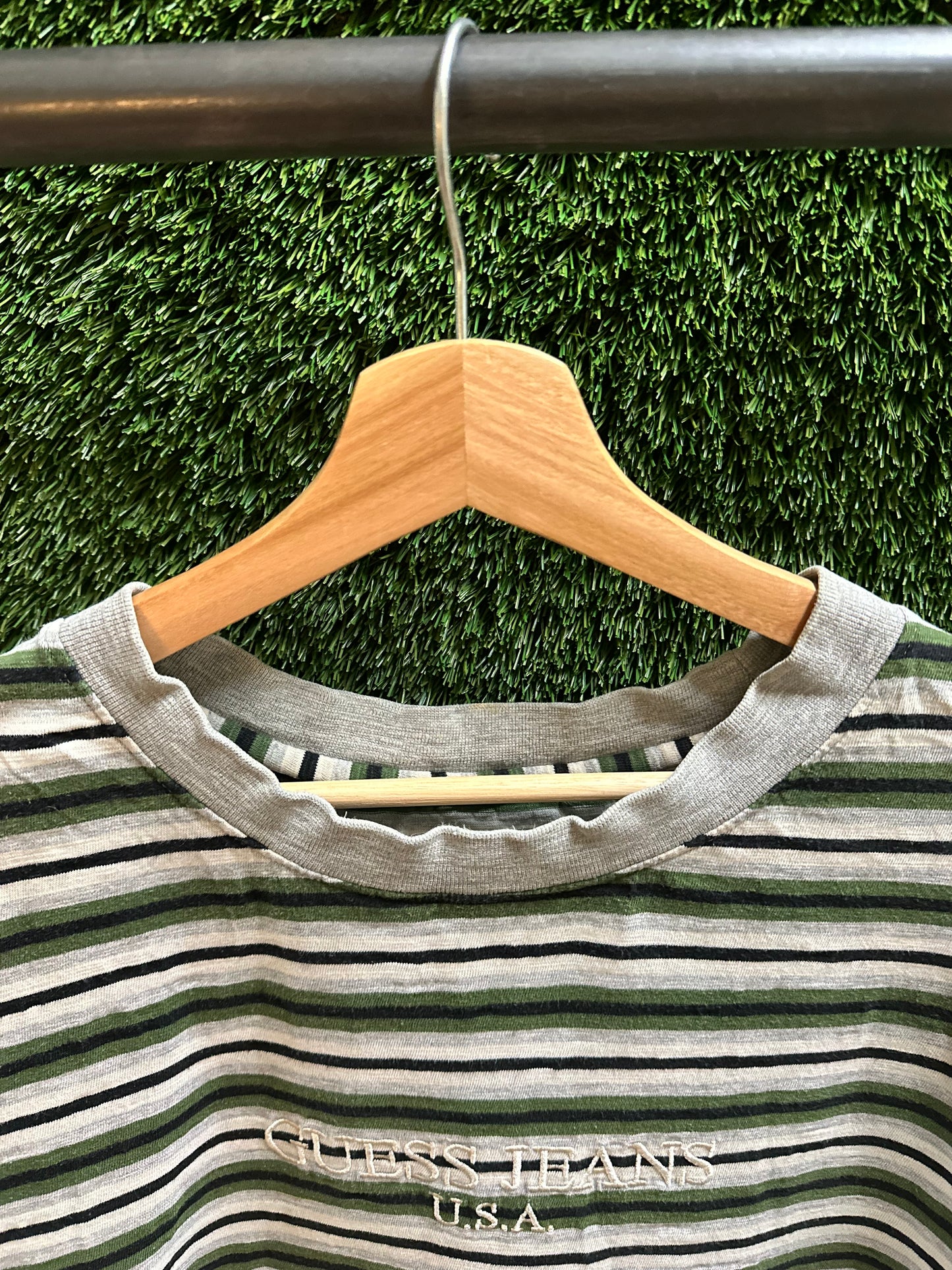 00s Guess Jeans Spellout Striped T-shirt - XXL