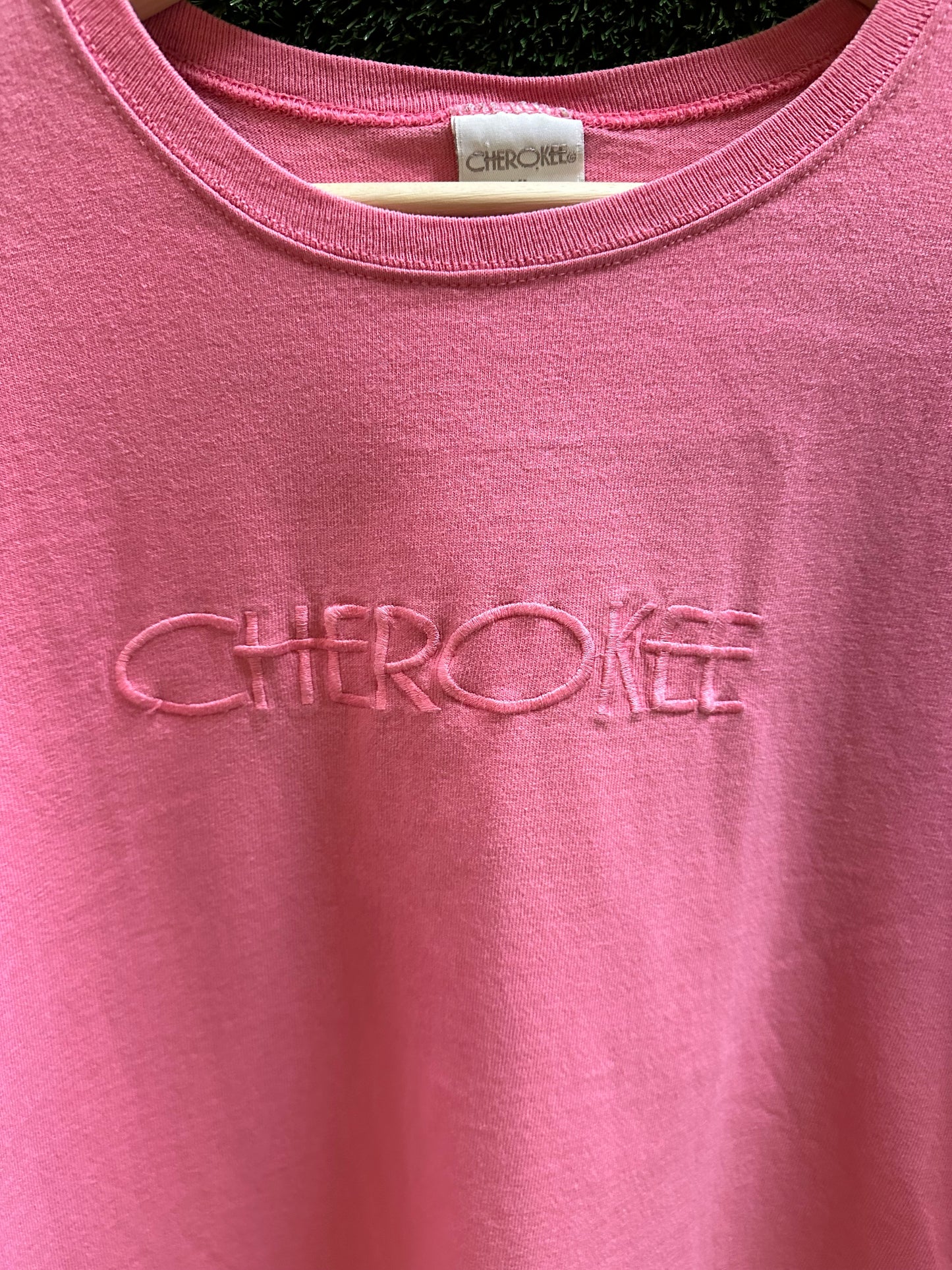 00s Cherokee Pink Tonal Spellout Long Sleeve T-shirt - XL