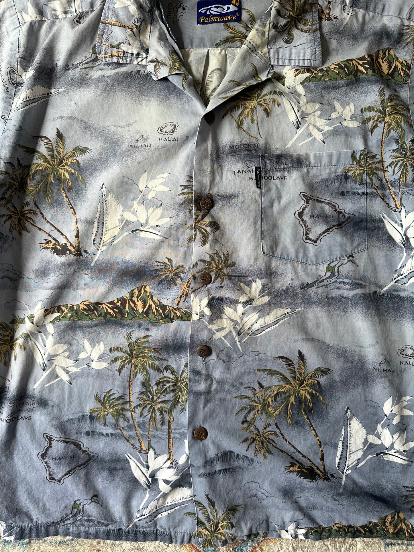 90s Hawaii Surf Button-up Shirt - L