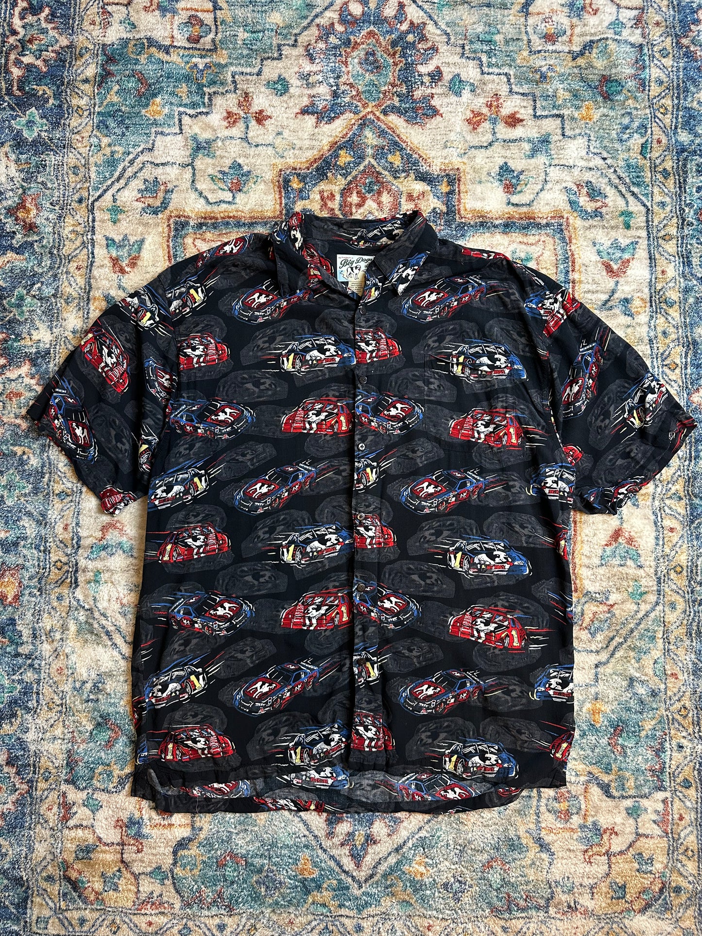 00s Big Dogs Racing All Over Print Button-up Shirt - XL
