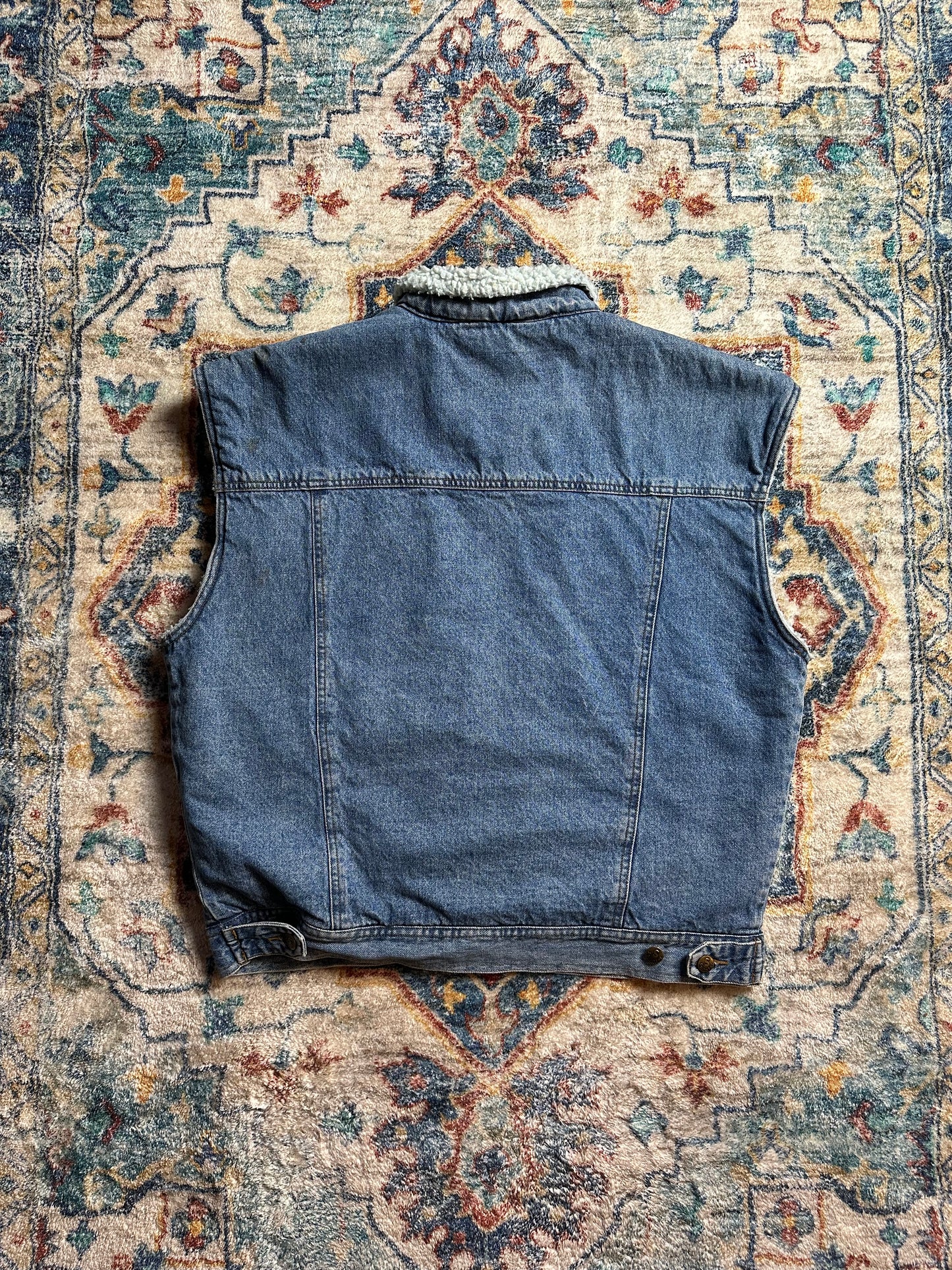 90s Sherpa Lined Denim Vest - XL