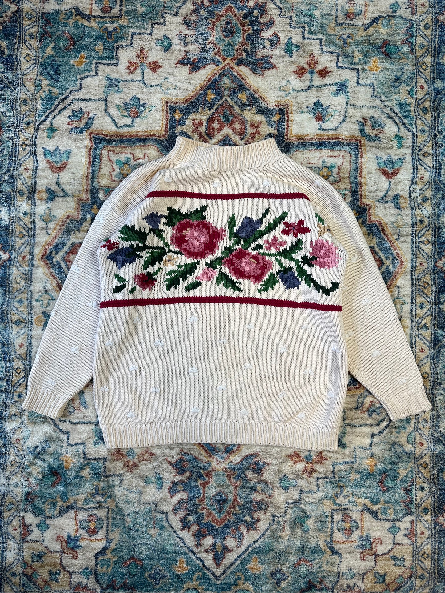 90s Floral Turtleneck Sweater - L