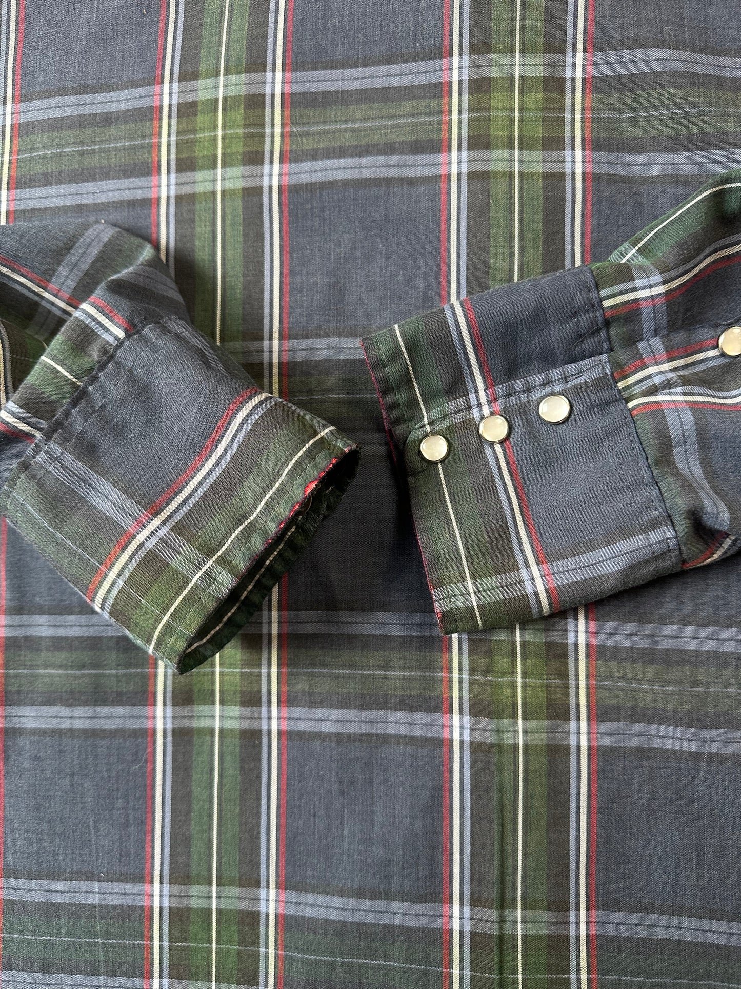80s Western Craft Plaid Pearl Snap Shirt - XXL