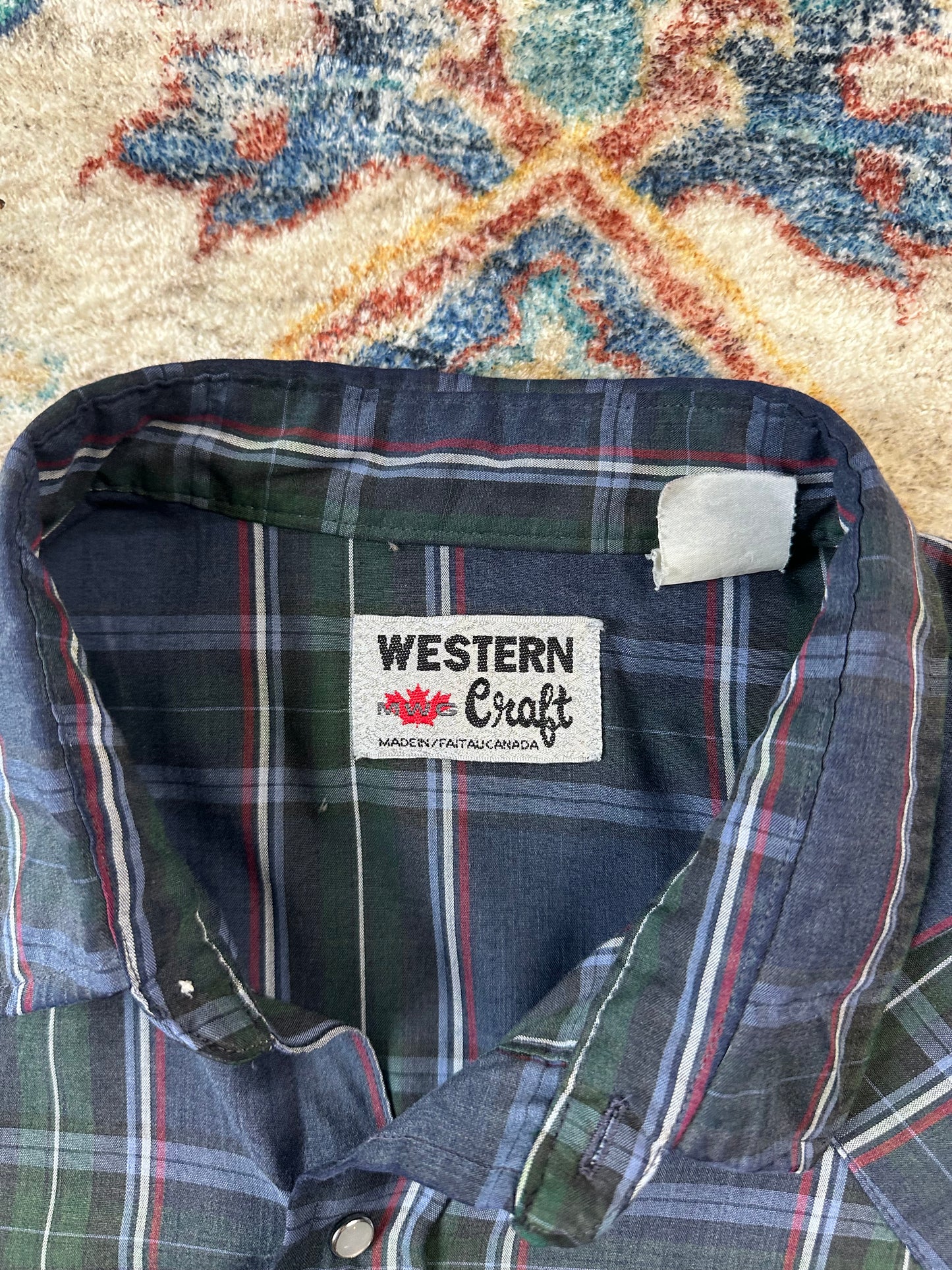 80s Western Craft Plaid Pearl Snap Shirt - XXL