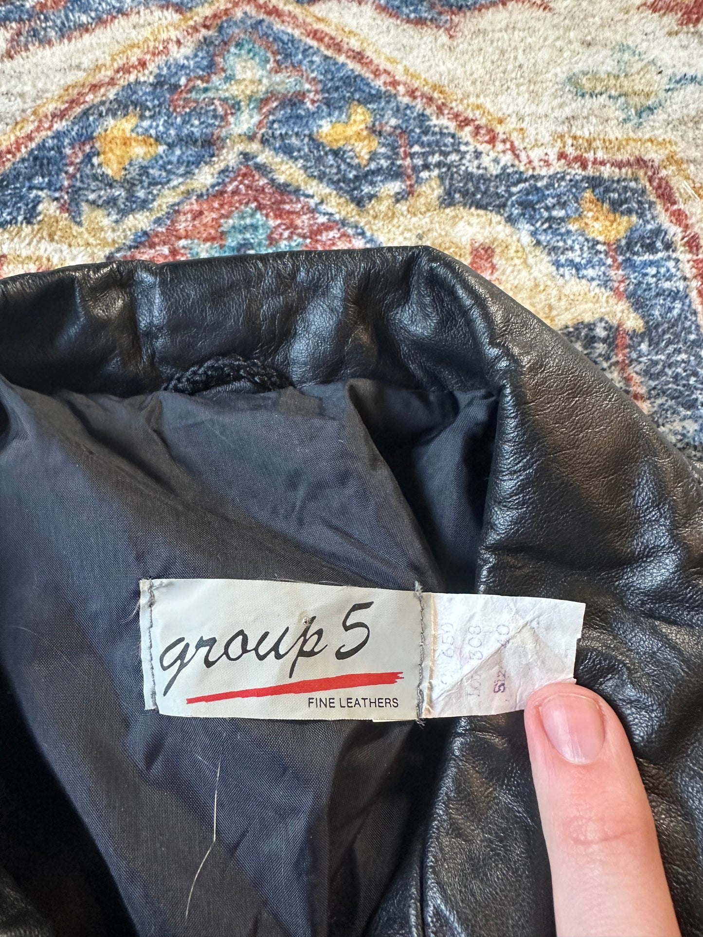 90s Black Tassel Leather Jacket - M