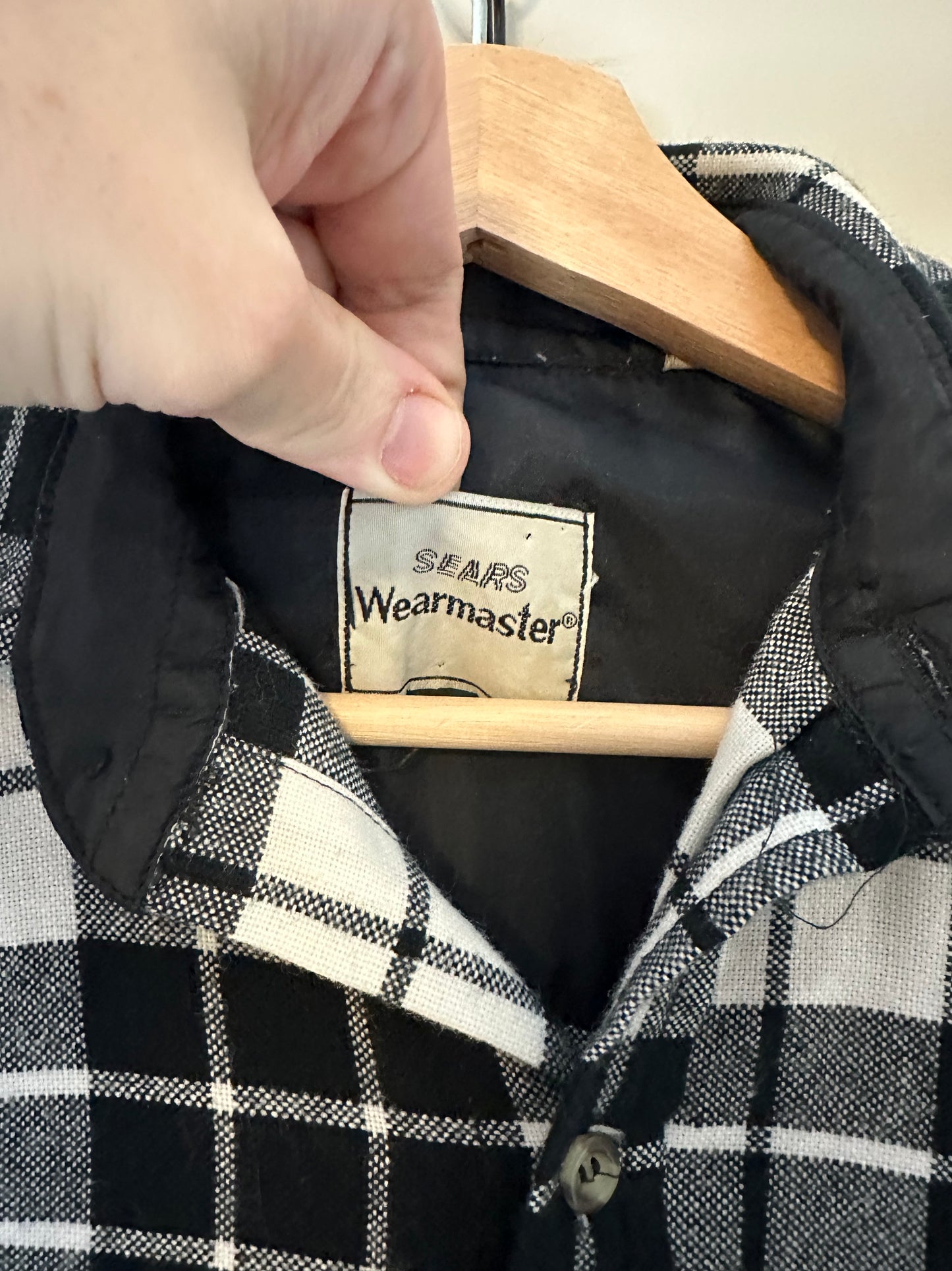80s Sears Wearmaster Black And White Flannel Shirt - L
