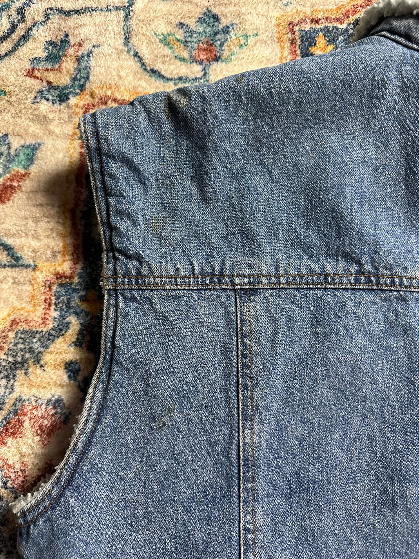 90s Sherpa Lined Denim Vest - XL