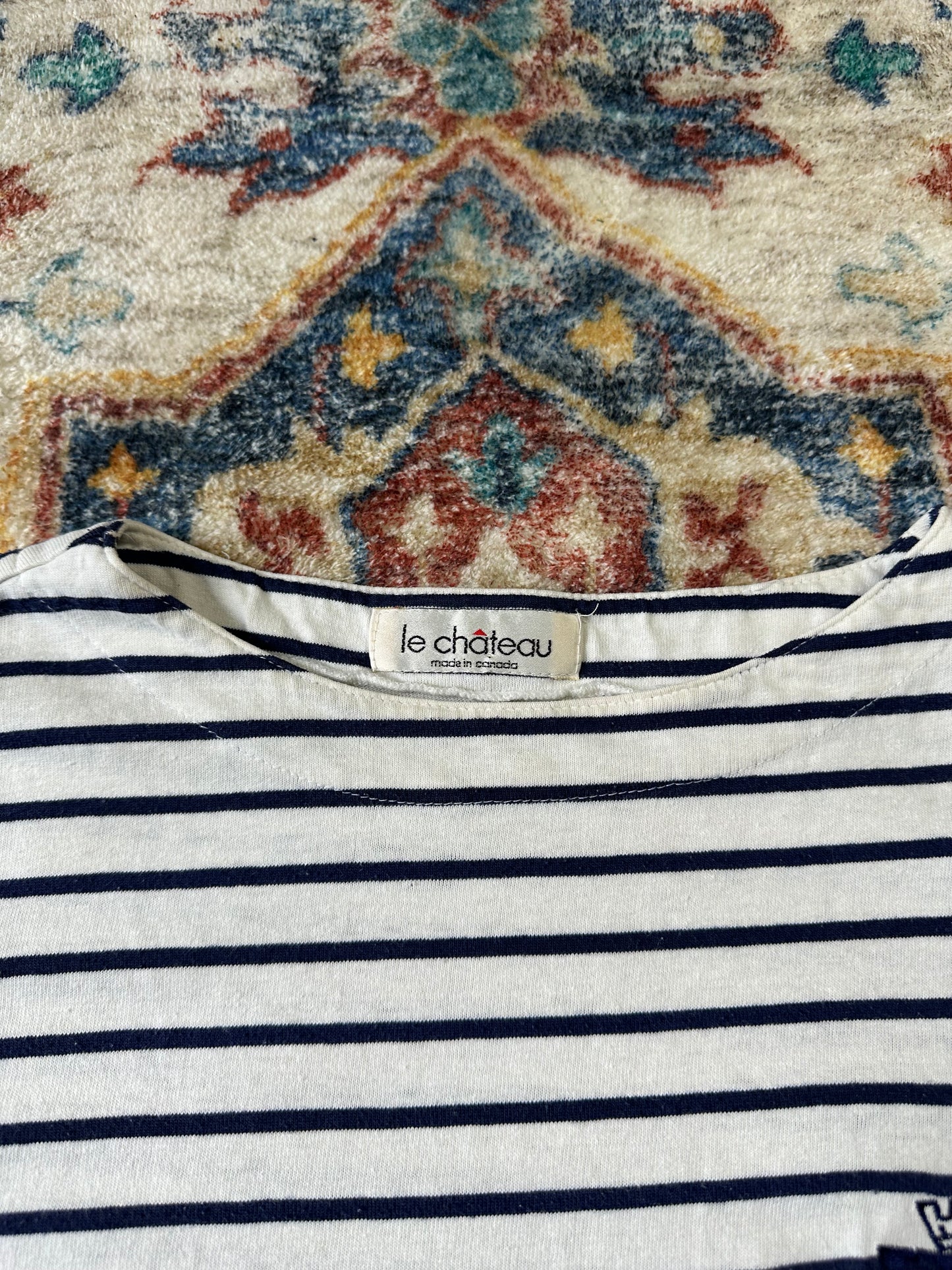 90s Le Chateau Striped T-shirt - L