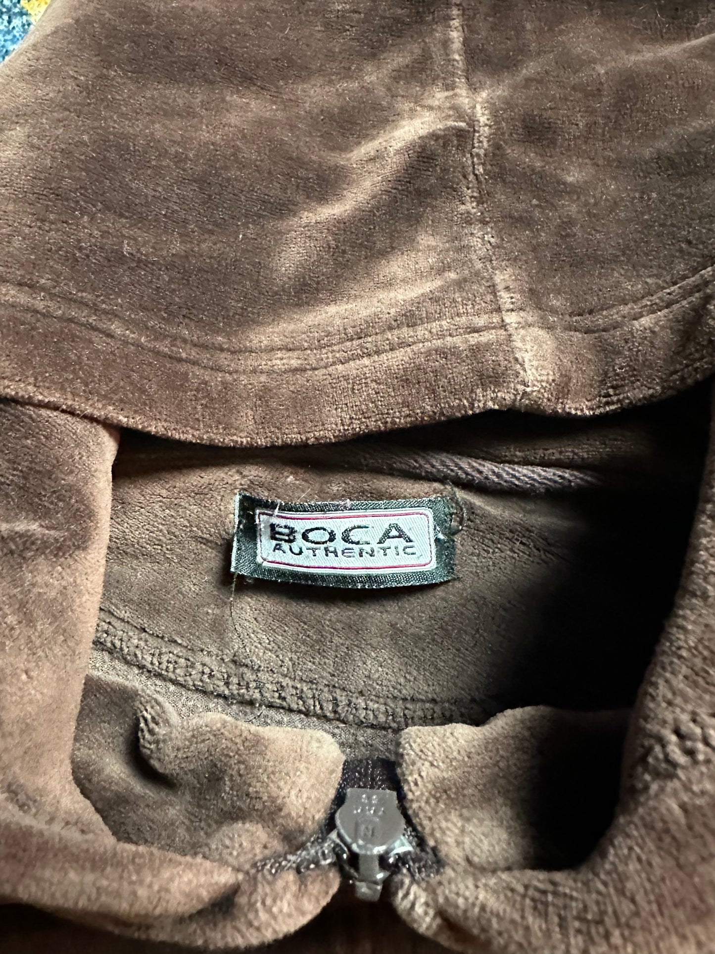 00s Boca Authentic Brown Zip-up Velour Hoodie - M