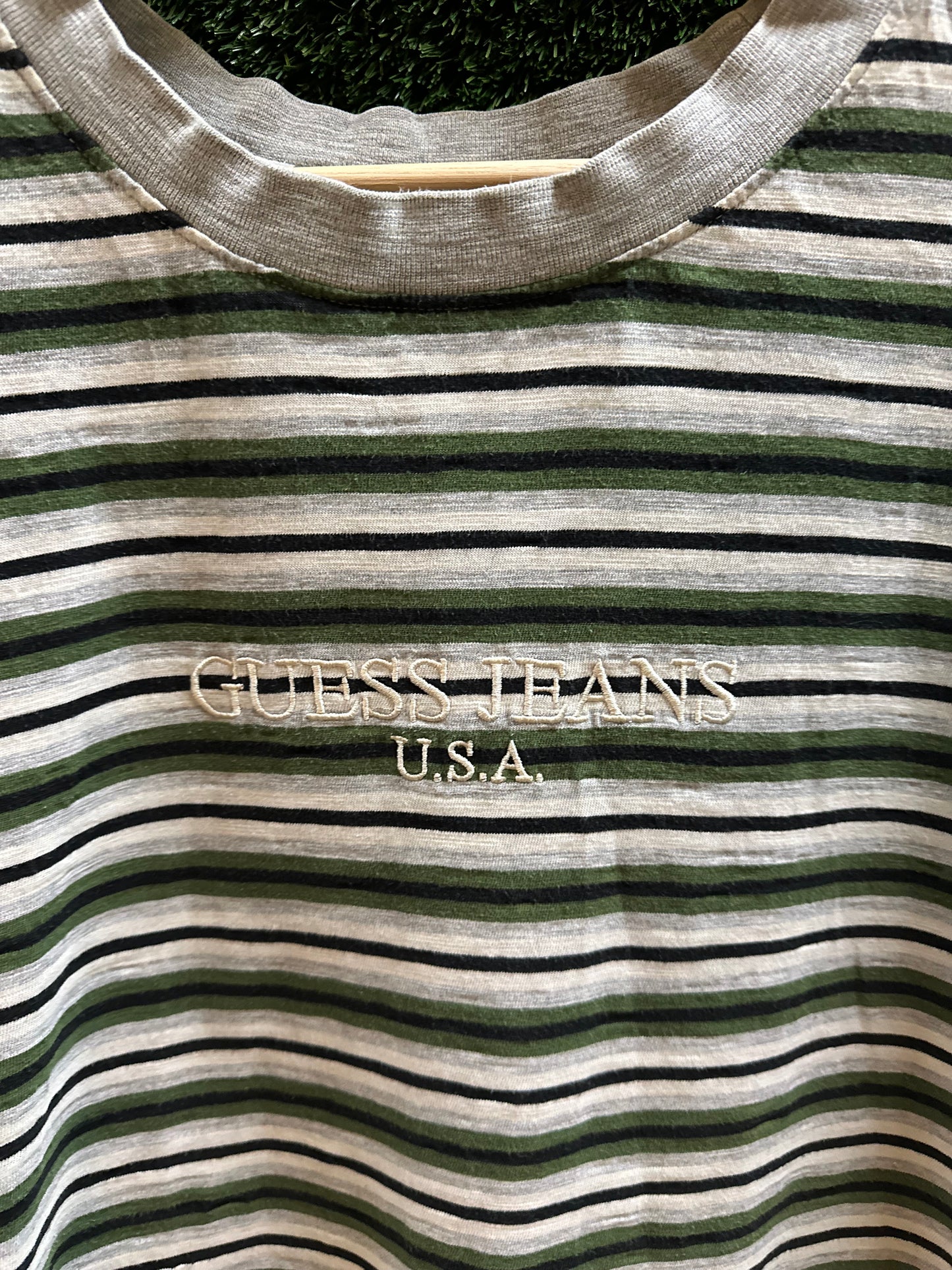 00s Guess Jeans Spellout Striped T-shirt - XXL