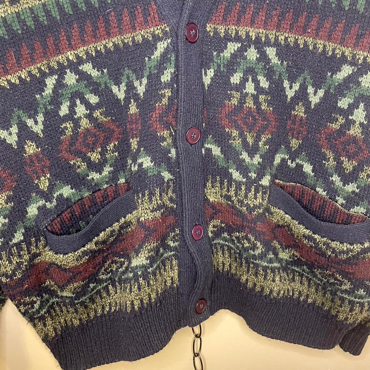 Vintage All Over Patterned Cardigan - L