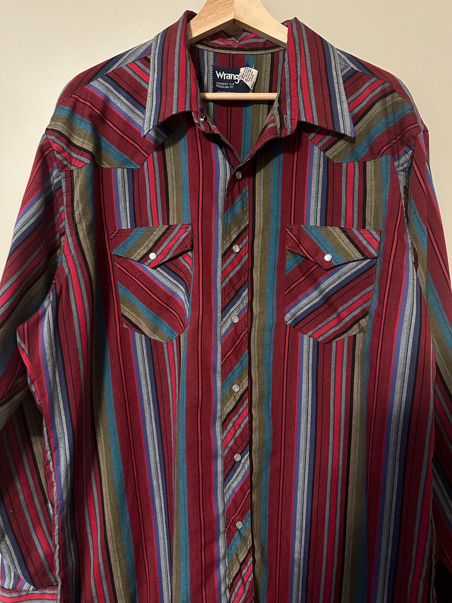 90s Wrangler Striped Western Button-up Shirt - XL