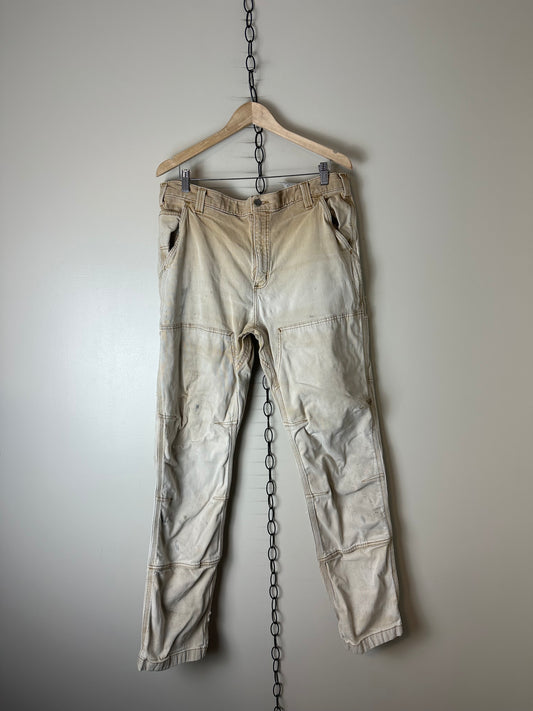 Vintage Tan Carhartt Double Knees Distressed Workwear Pants - 38