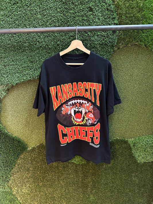 90s NFL Kansas City Chiefs Tasmanian Devil T-shirt - L