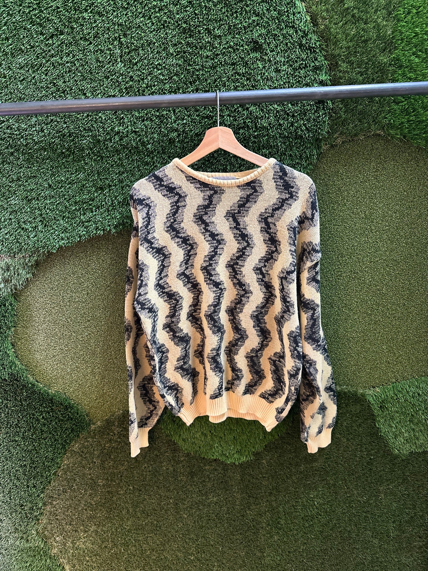 90s Tosani Abstract Striped Sweater - L