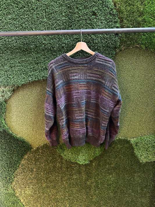 90s Avamvata Abstract Colourful Sweater - L