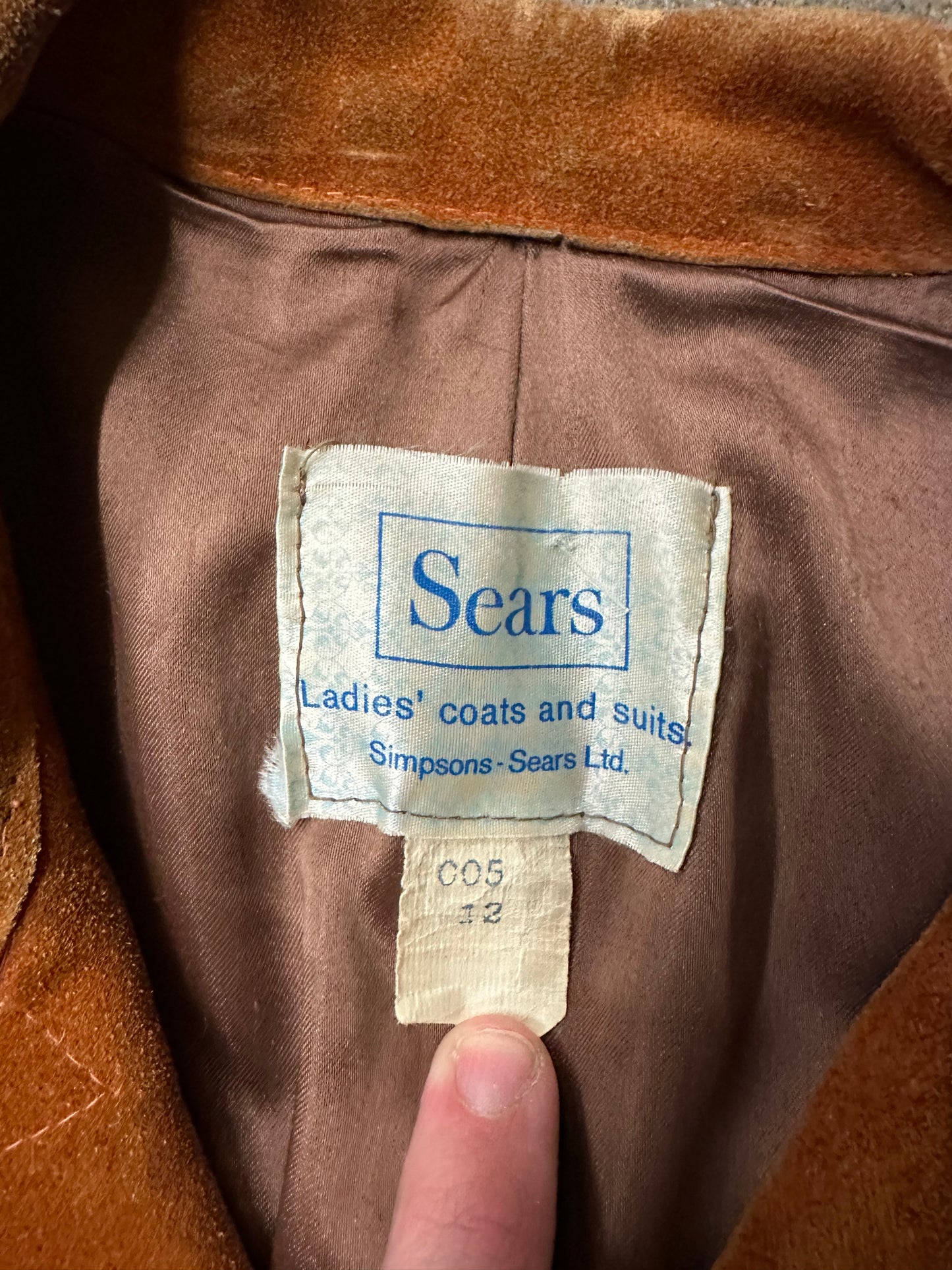 Vintage 1980s Sears Suede Jacket With Belt - S