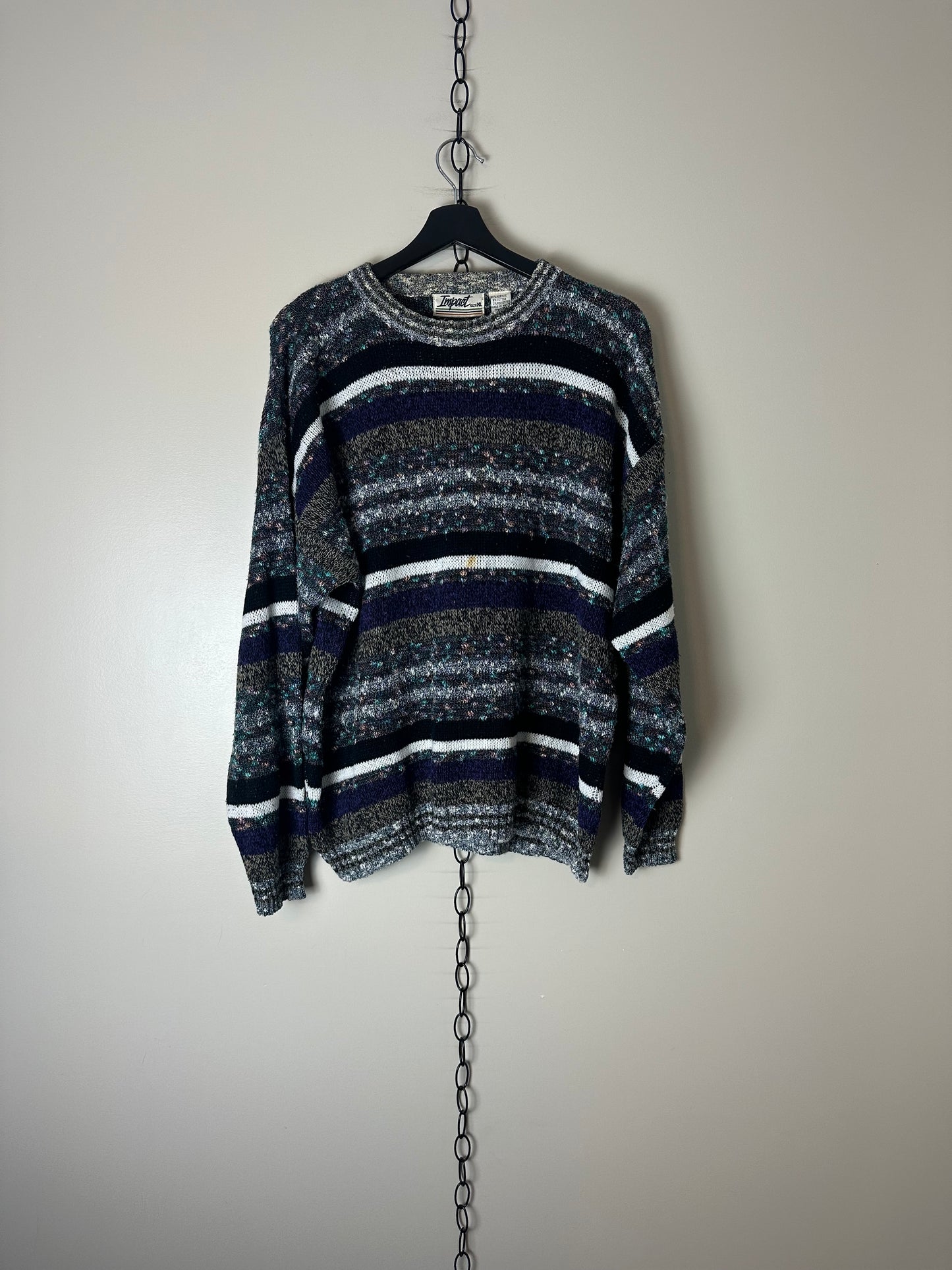 Vintage Impact Striped Patterned Sweater - XL