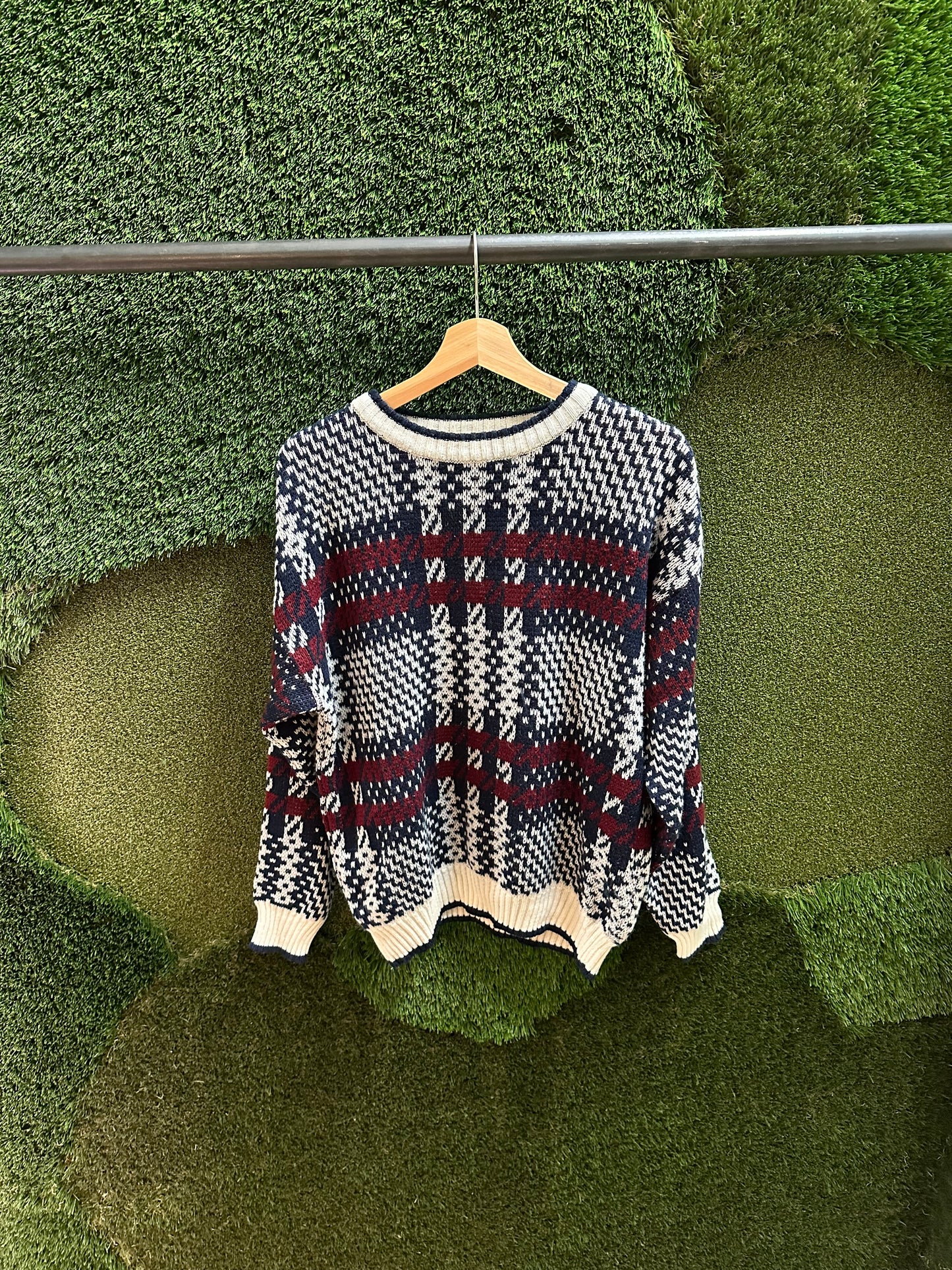 90s De Vono’s Striped Patterned Sweater - M