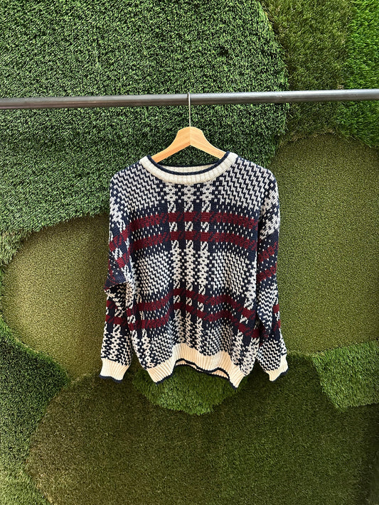 90s De Vono’s Striped Patterned Sweater - M