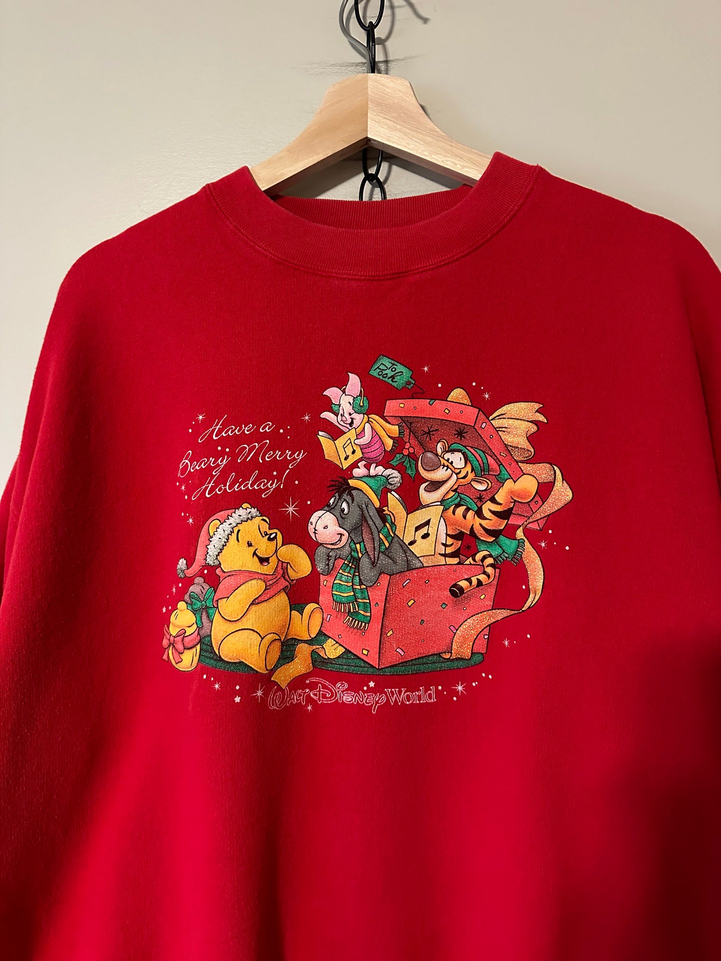 90s Winnie The Pooh Happy Holiday Crewneck - XL