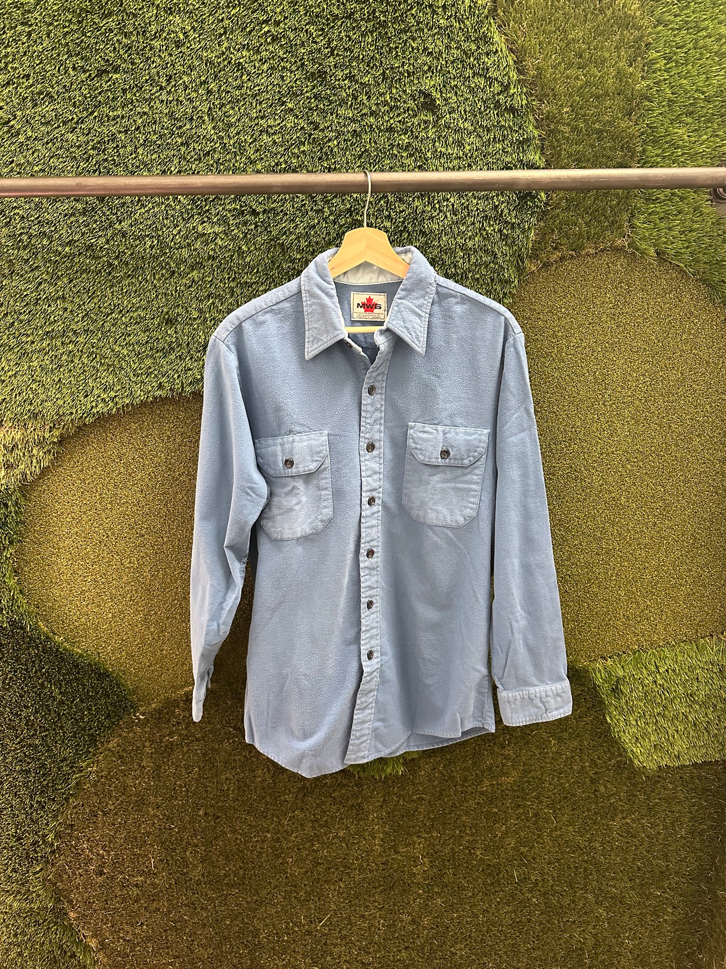 Vintage MWG Blue Fleece Button-up Shirt - L