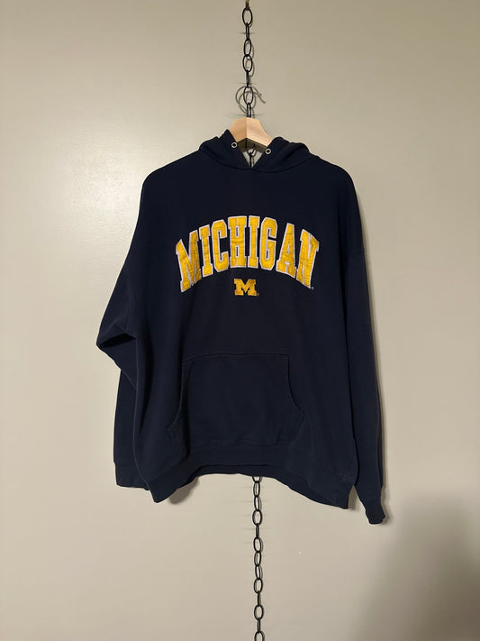 90s NCAA Michigan Spellout Collegiate Hoodie - XL