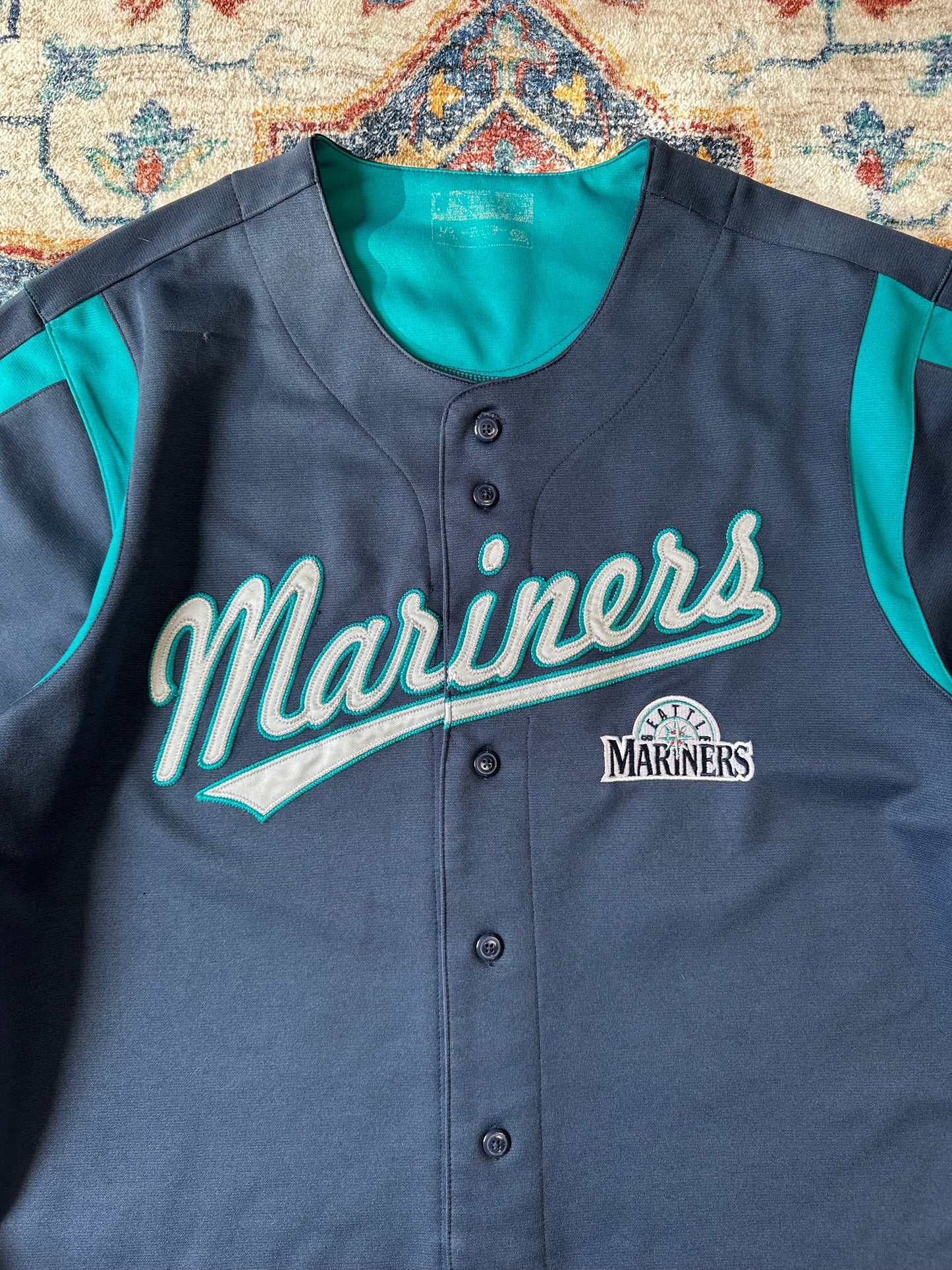 00s MLB Seattle Mariners Spellout Baseball Jersey - L