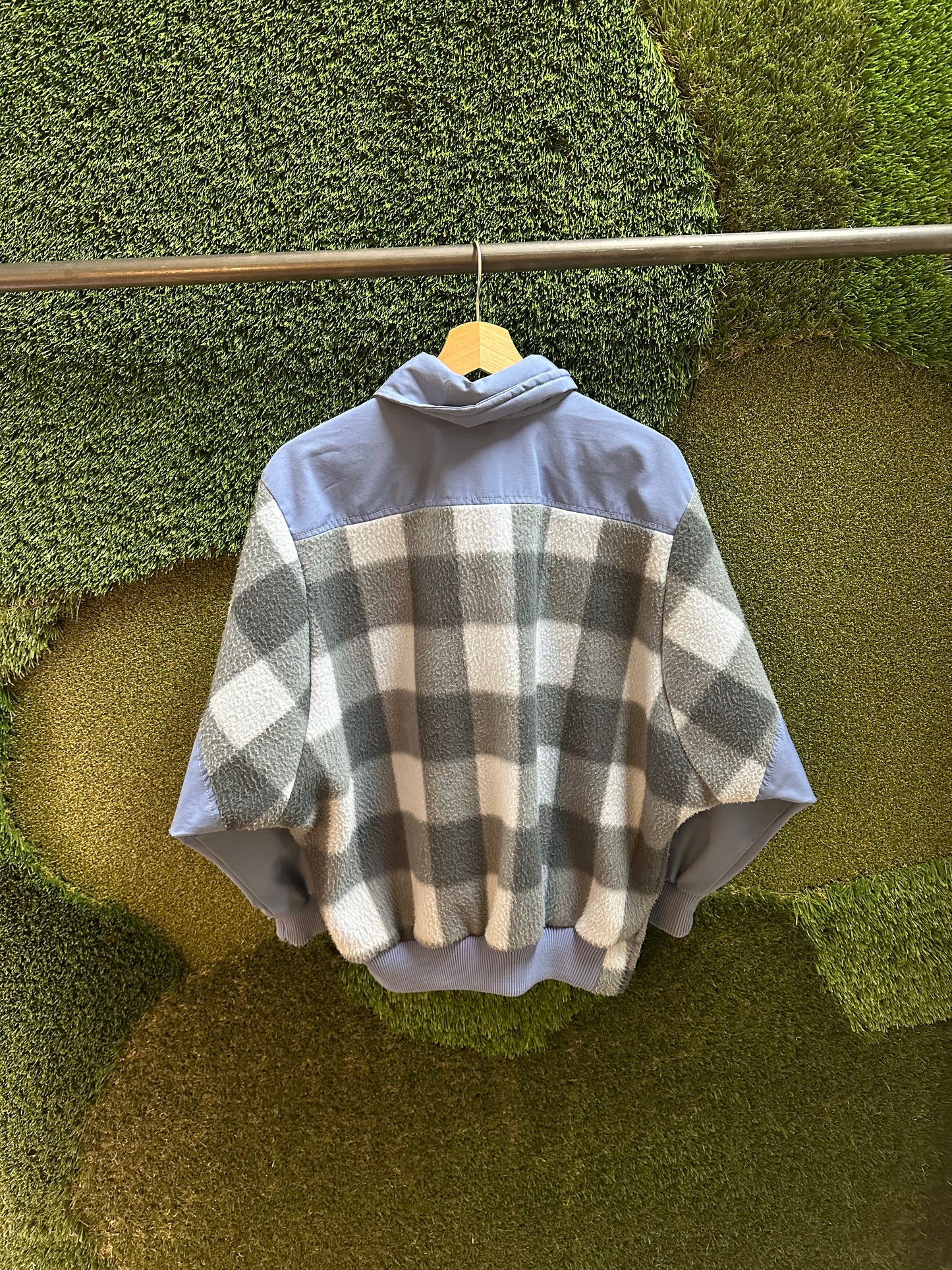 90s Jones Checkered 1/4 Zip-up Fleece - L