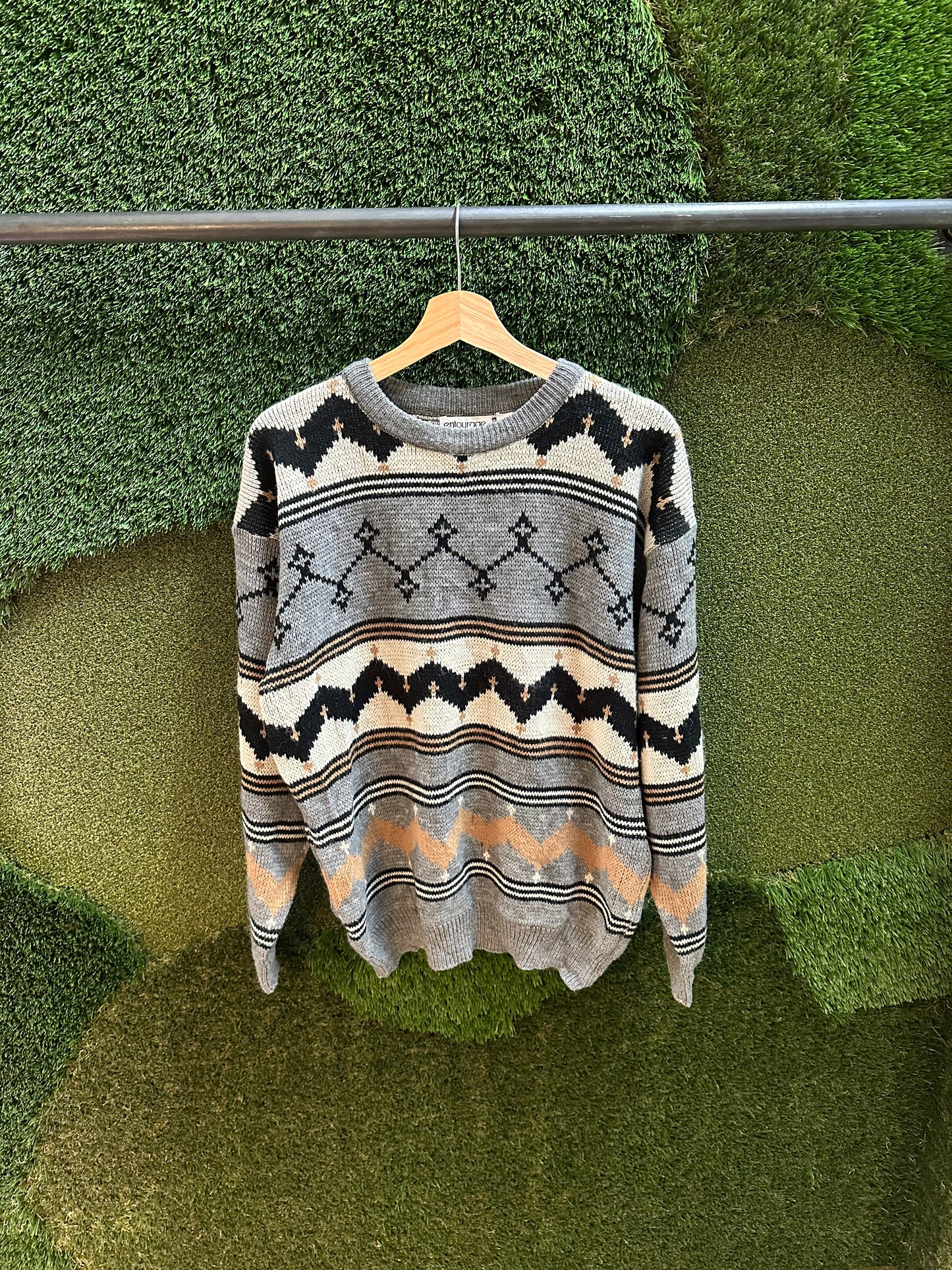 90s Entourage Striped Abstract Sweater - M