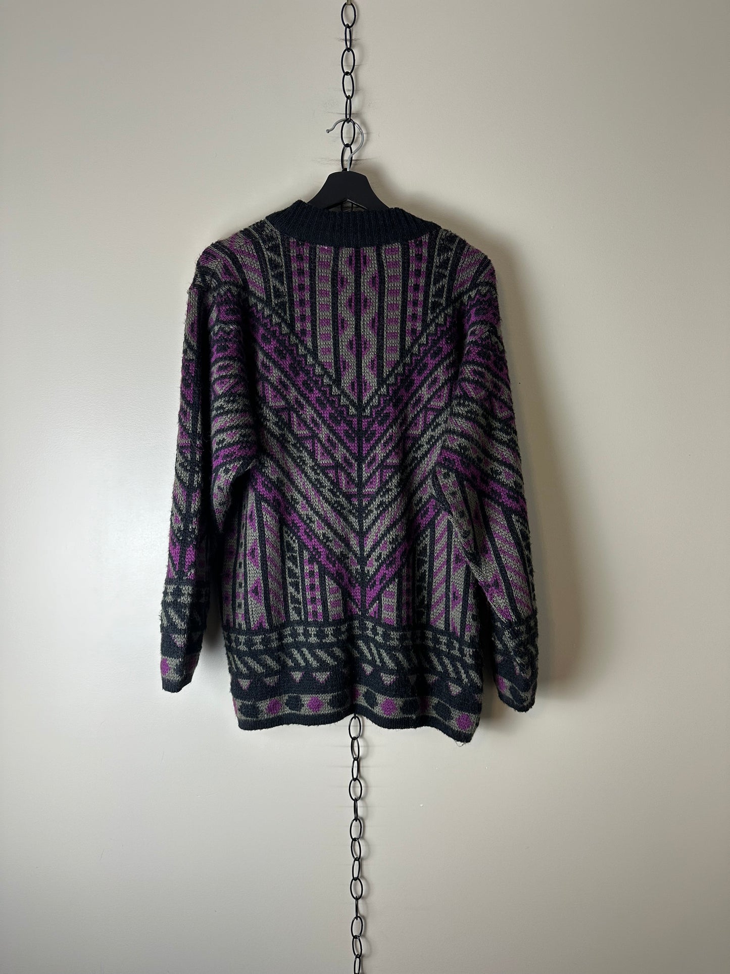 Vintage Avant Grande All Over Pattern Cardigan Sweater - L