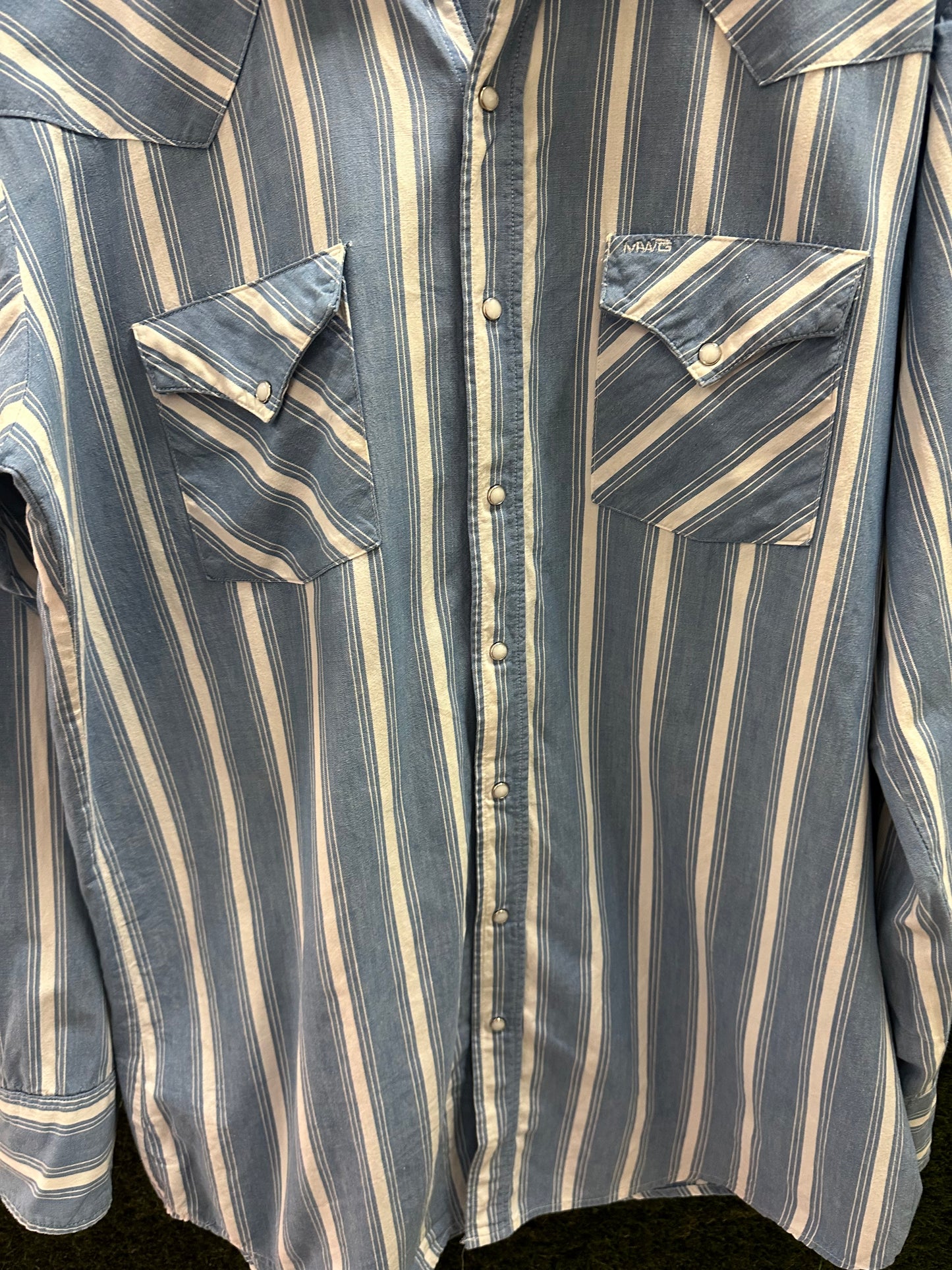 Vintage 1980s MWG Pinstriping Pearl Snap Shirt - XL