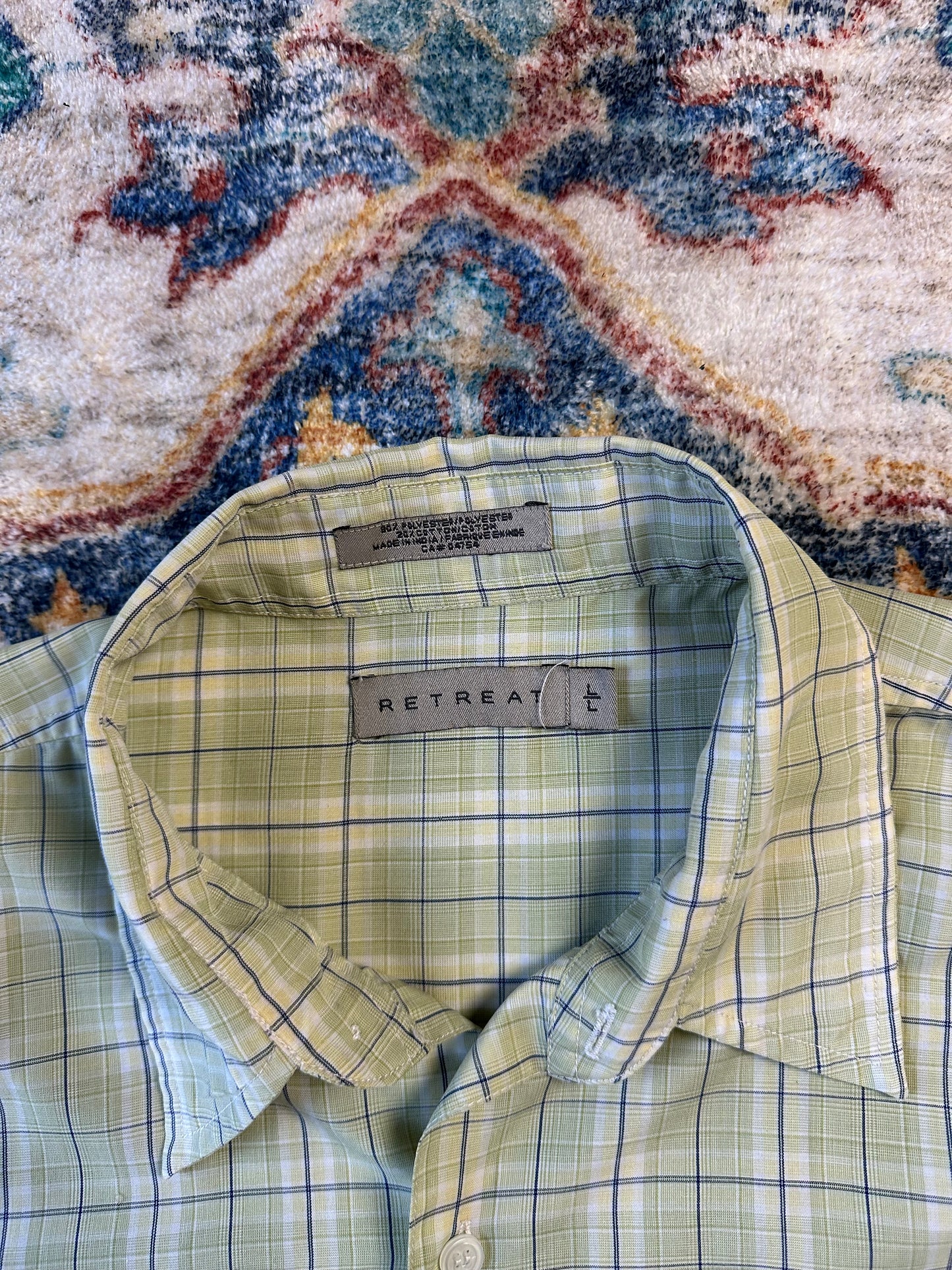 00s Retreat Green Plaid Short Sleeve Button-up Shirt - L