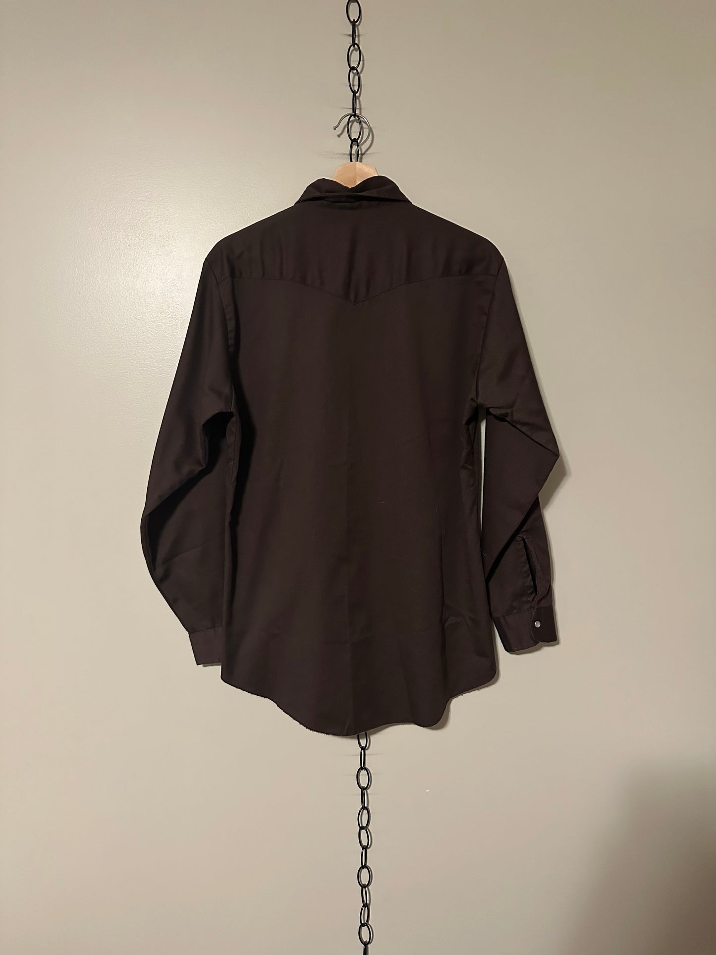 80s GWG Brown Pearl Snap Shirt - M