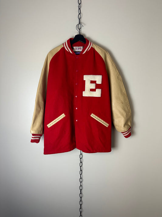 Vintage 1980s Stevens Brown Sports E Varsity Jacket - XL