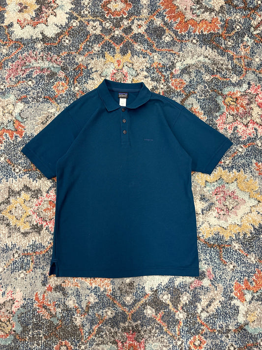 Patagonia Organic Cotton Spellout Tonal Polo Shirt - S