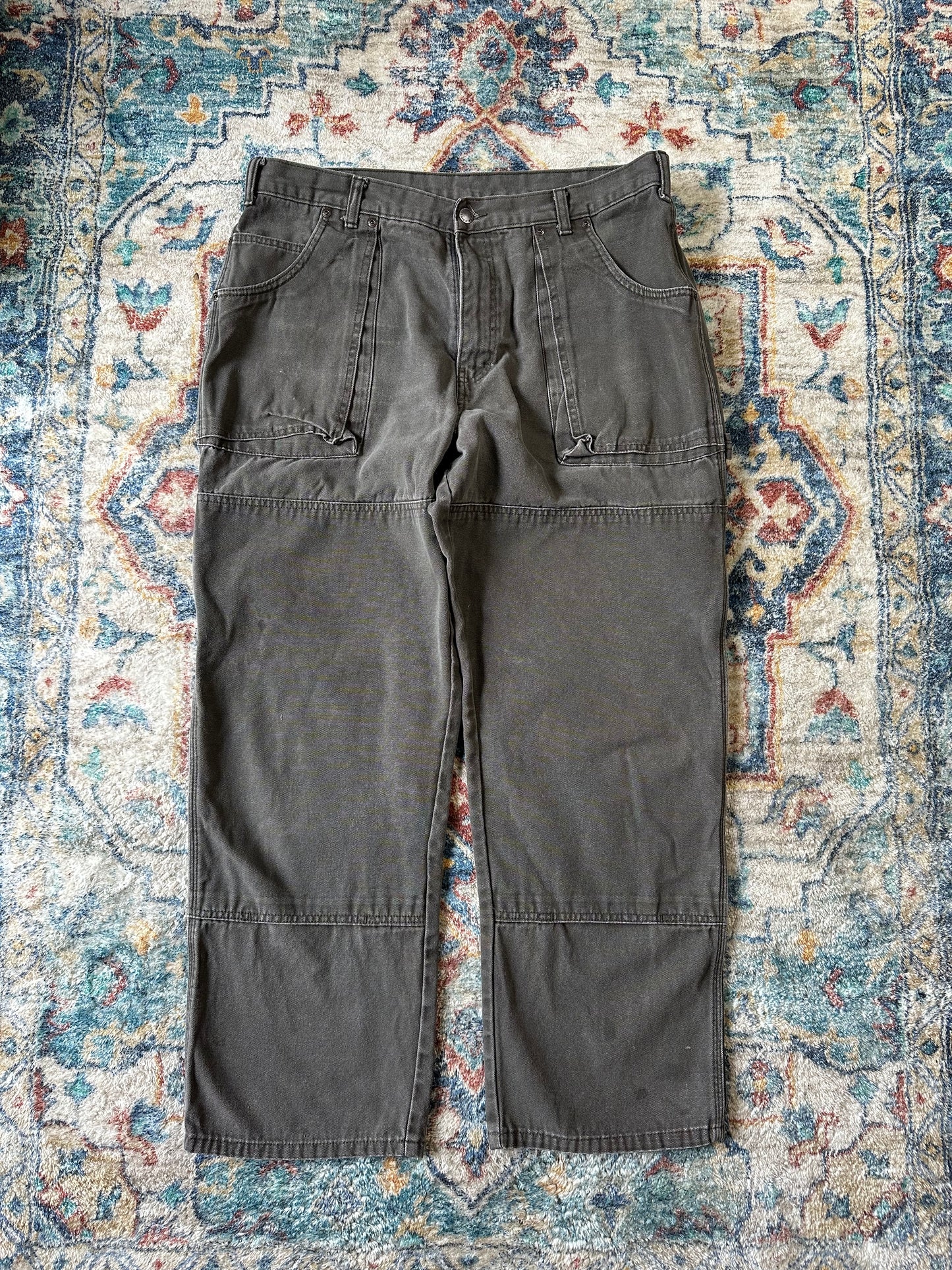 00s Dickies Green Double Knees Workwear Pants - 37
