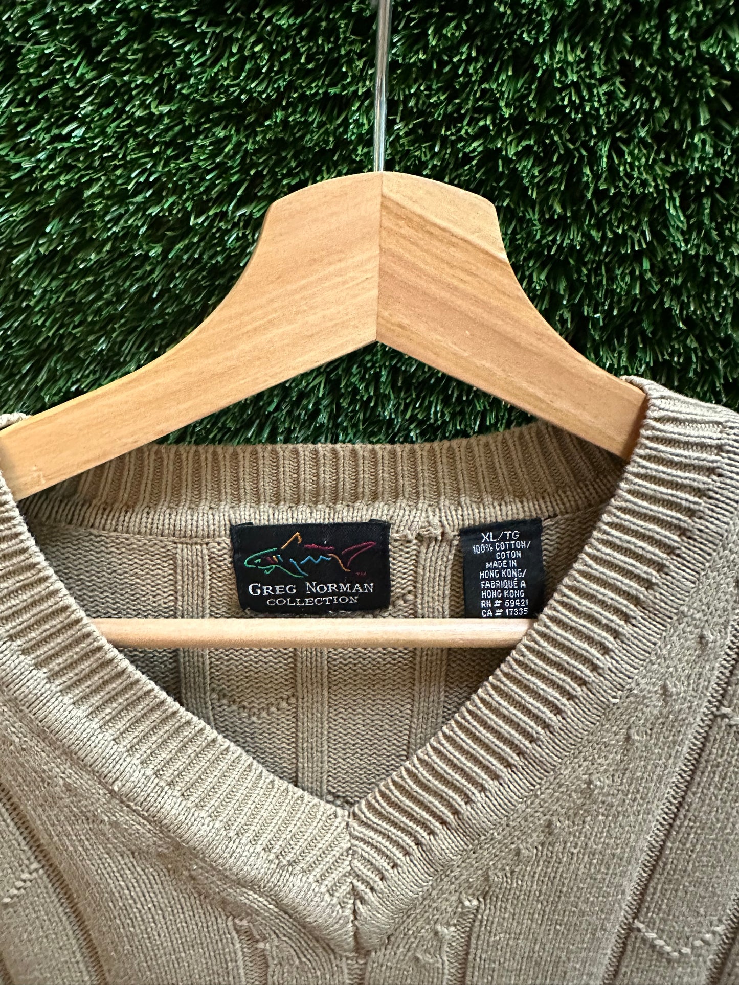 90s Greg Norman Textured V-Neck Sweater - XL