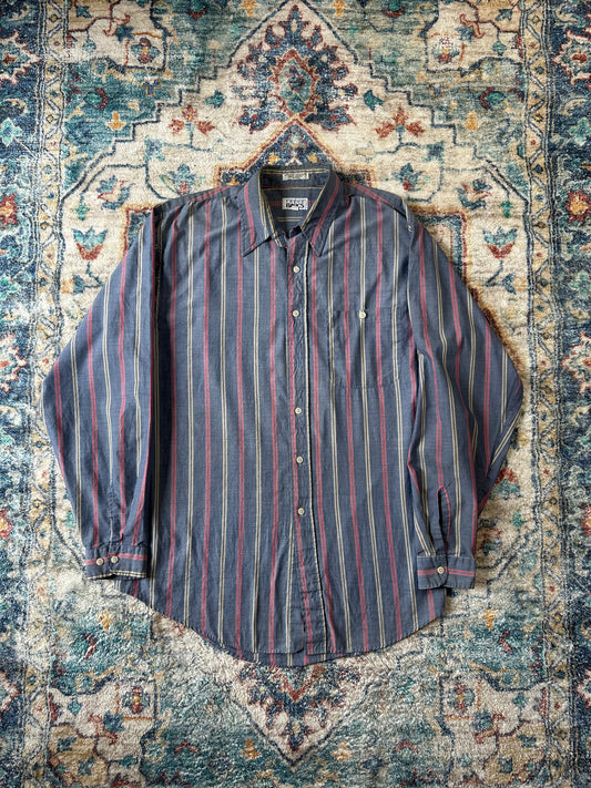 00s Trend Basics Striped Button-up Shirt - L
