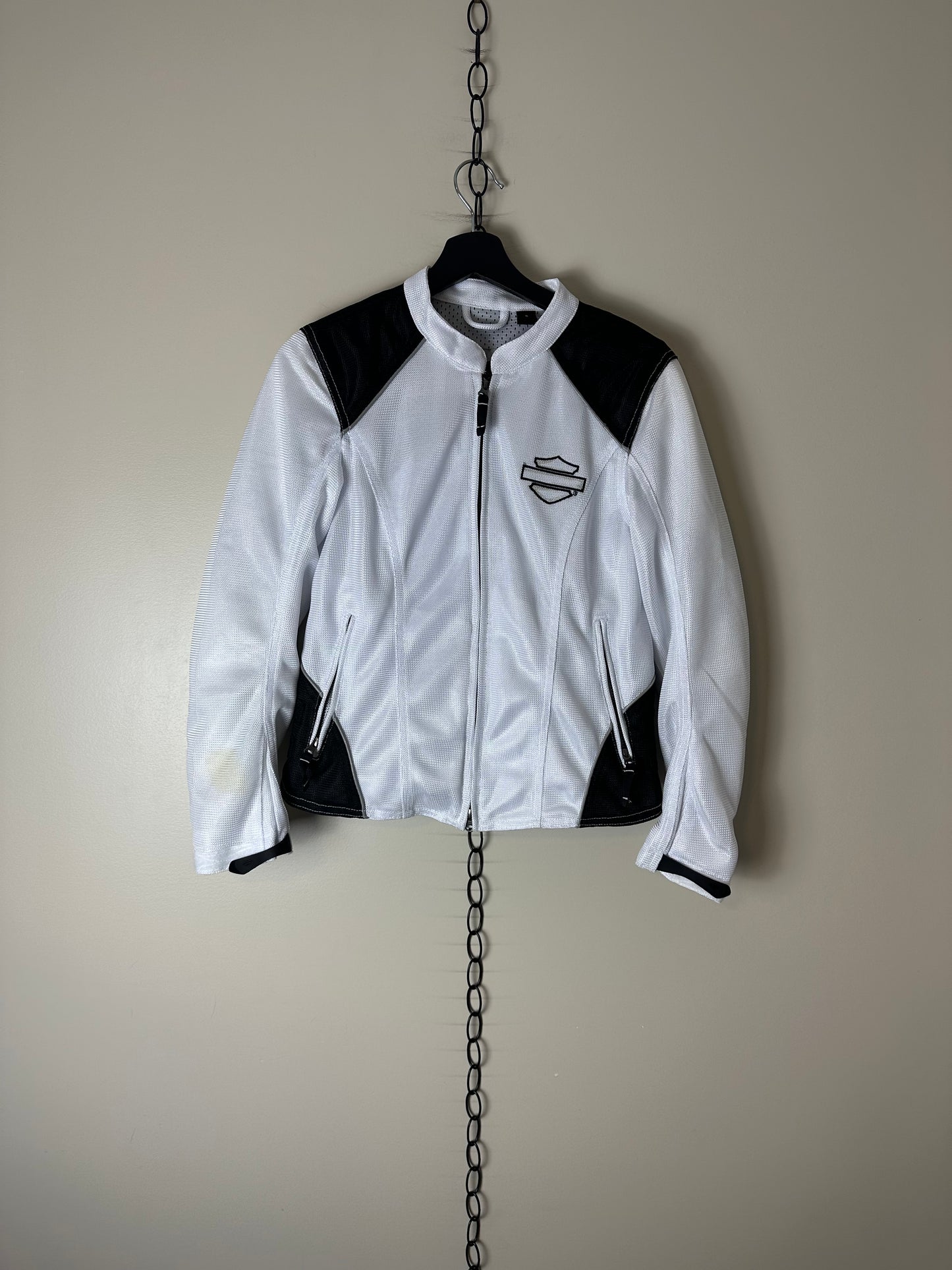 Vintage Harley Davidson White Biker Jacket - S