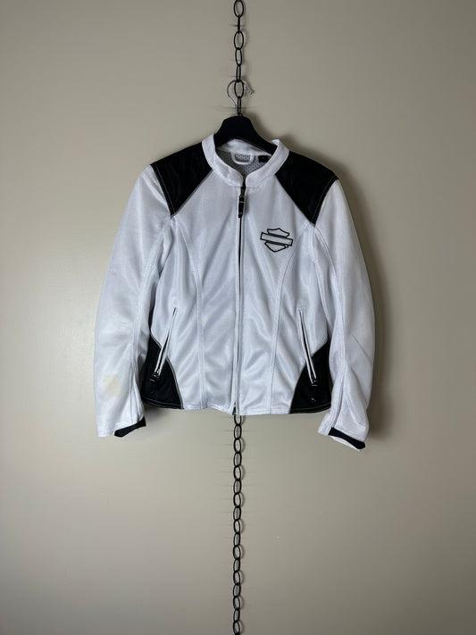 Vintage Harley Davidson White Biker Jacket - S