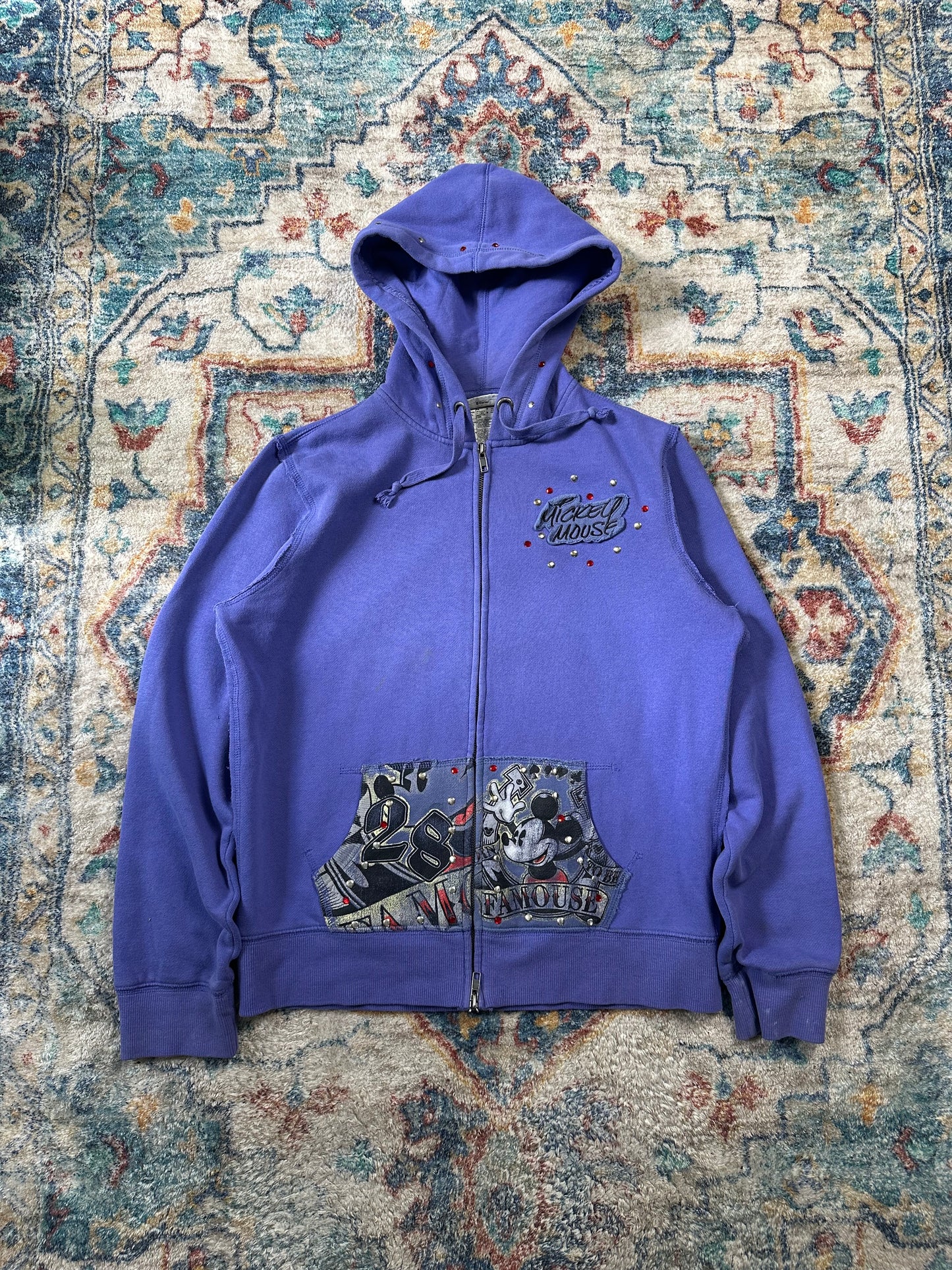 00s Disney Mickey Mouse Y2K Bedazzled Zip-up Hoodie - M