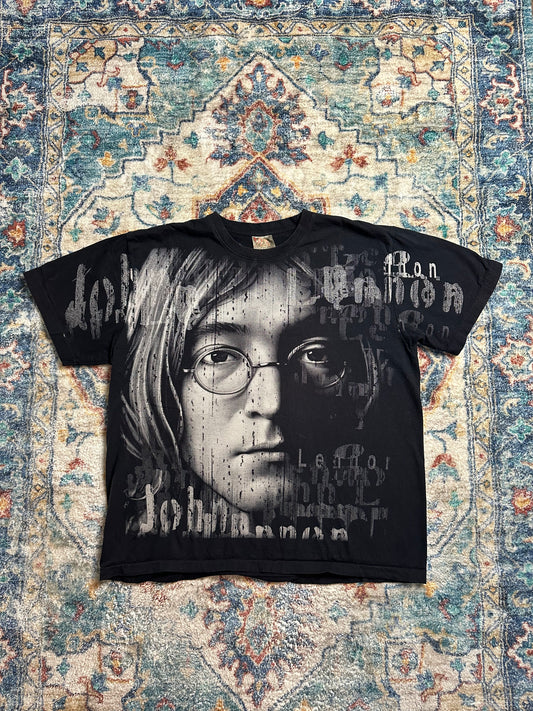 00s John Lennon Big Face All Over Print T-shirt - XXL