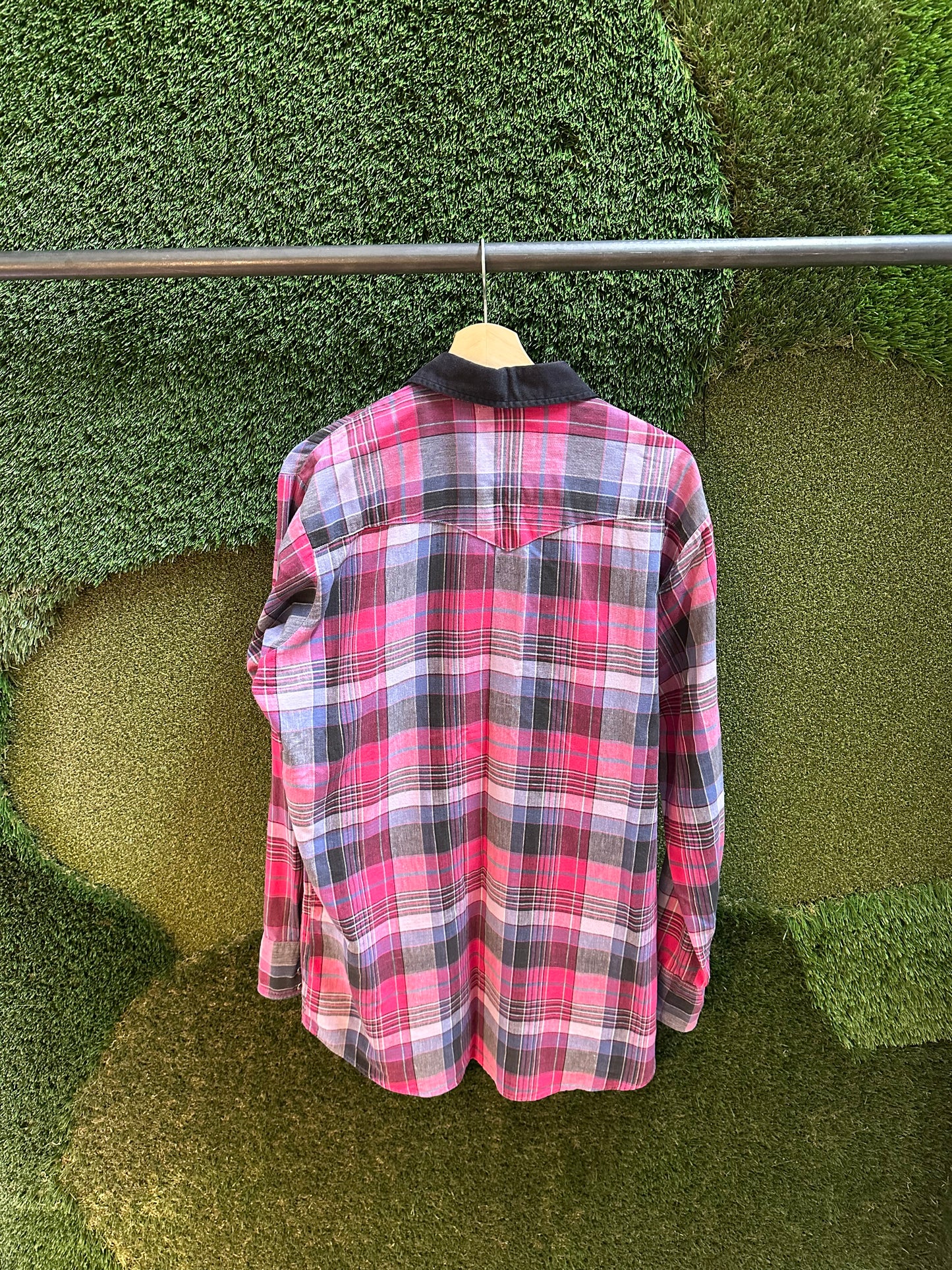 80s Western Craft Snap-up Plaid Shirt - XL