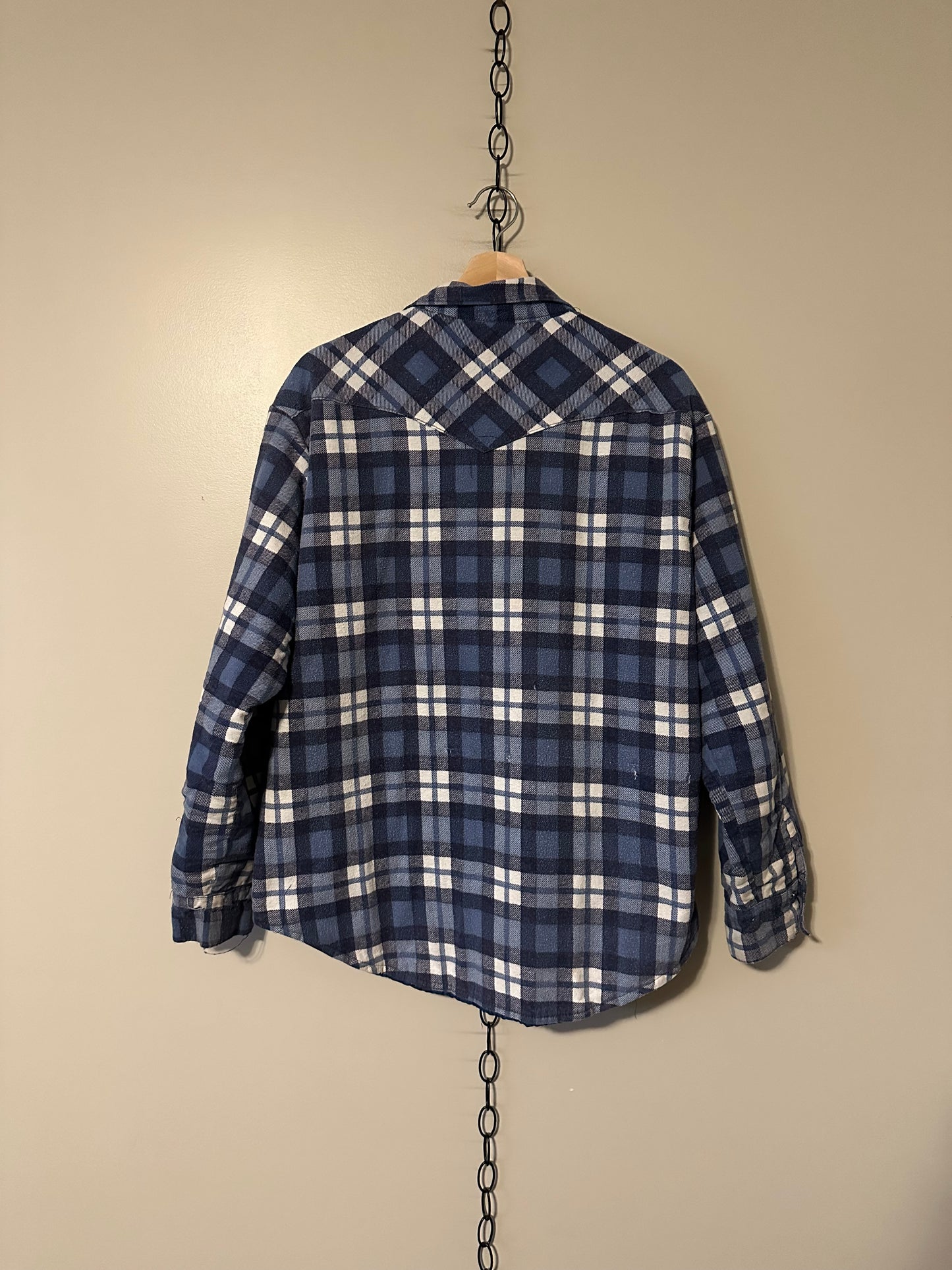 80s Pearl Snap Insulated Plaid Light Jacket - L