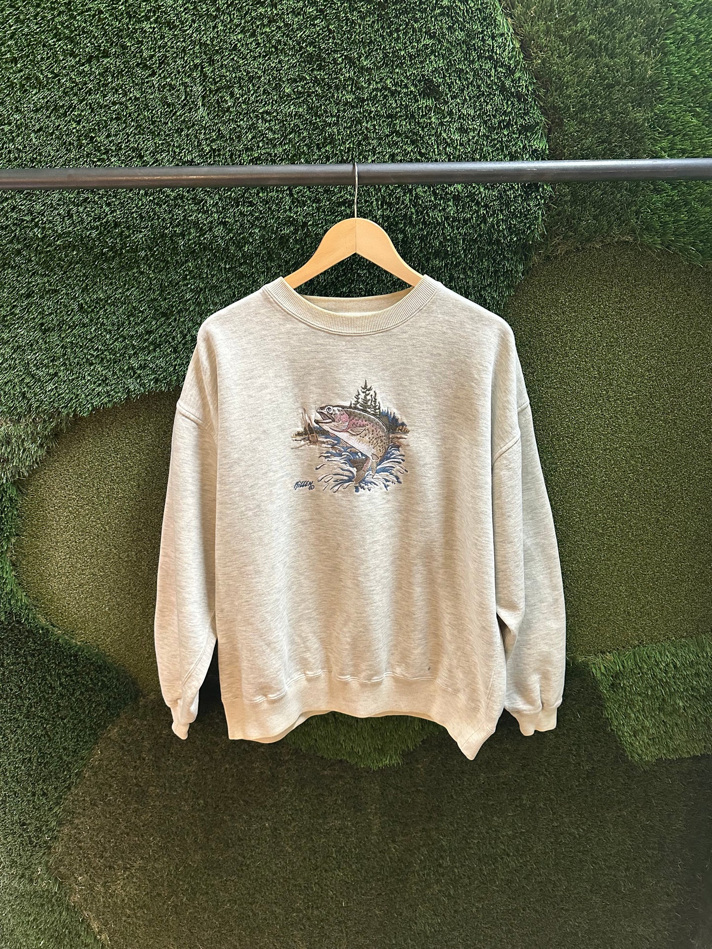 90s Trout Fish Nature Crewneck - XL