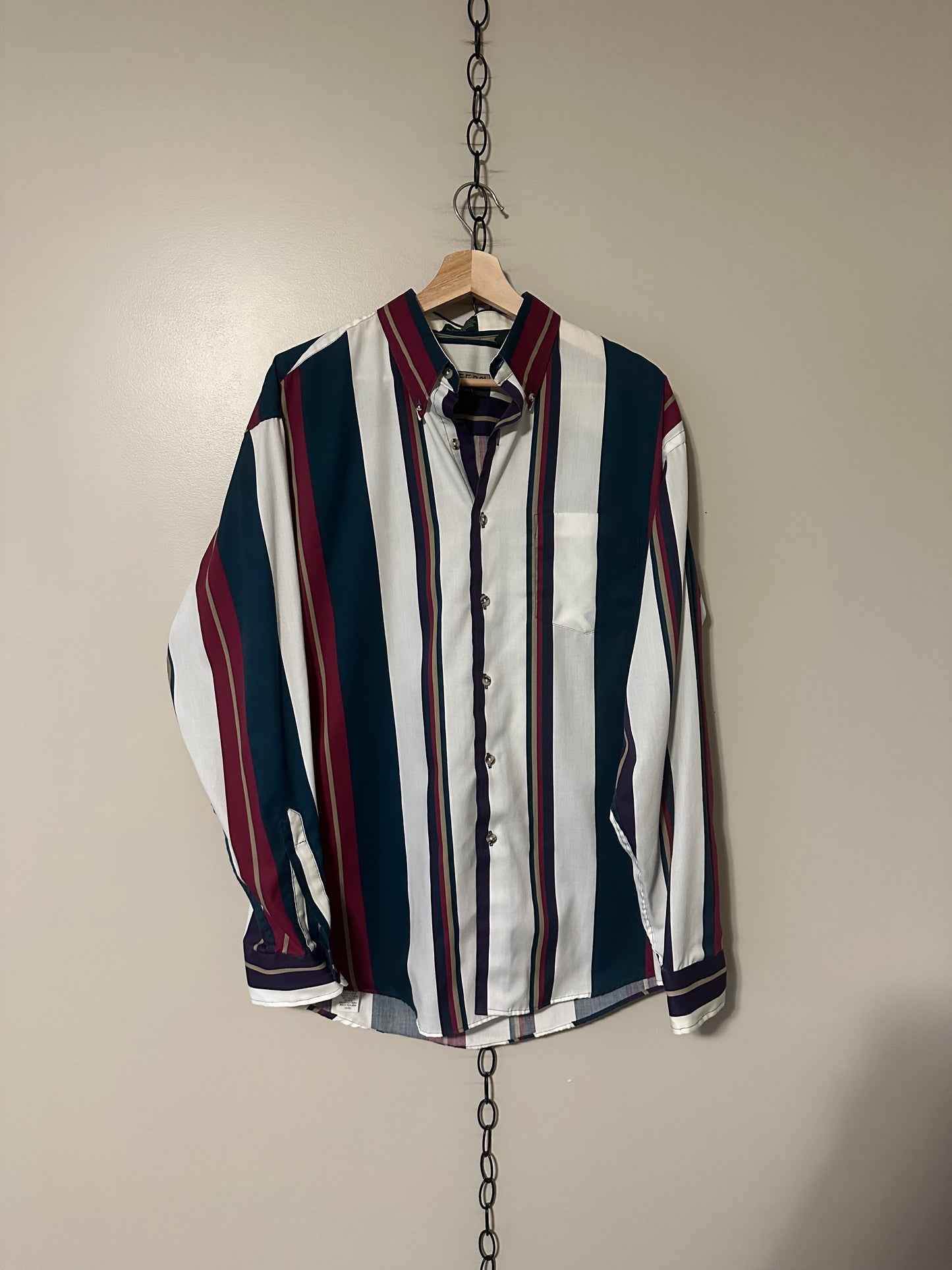 90s Loafers Striped Button-up Shirt - M