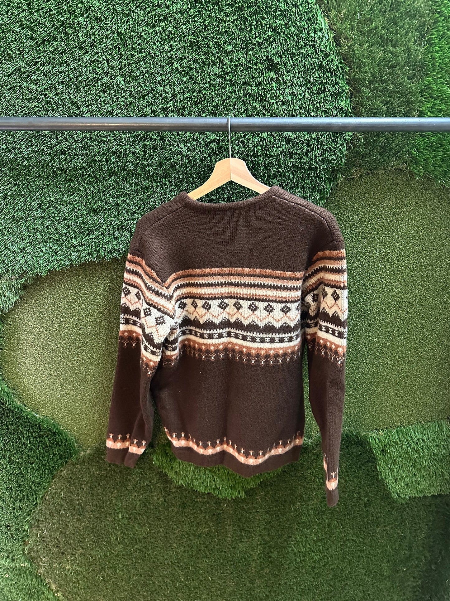 80s Norwegian Knit Cardigan Sweater - M