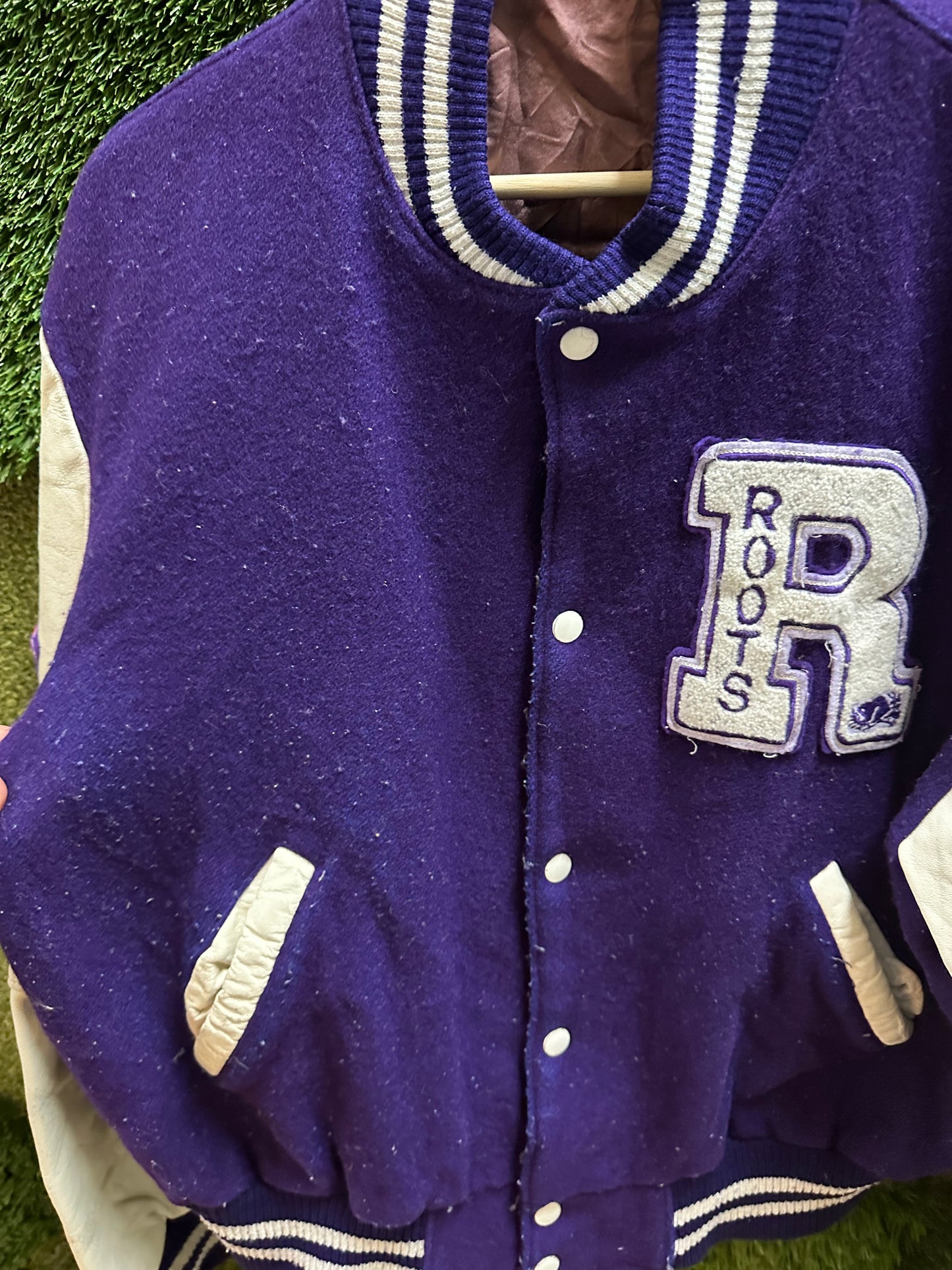 90s Roots Canada Varsity Jacket - L